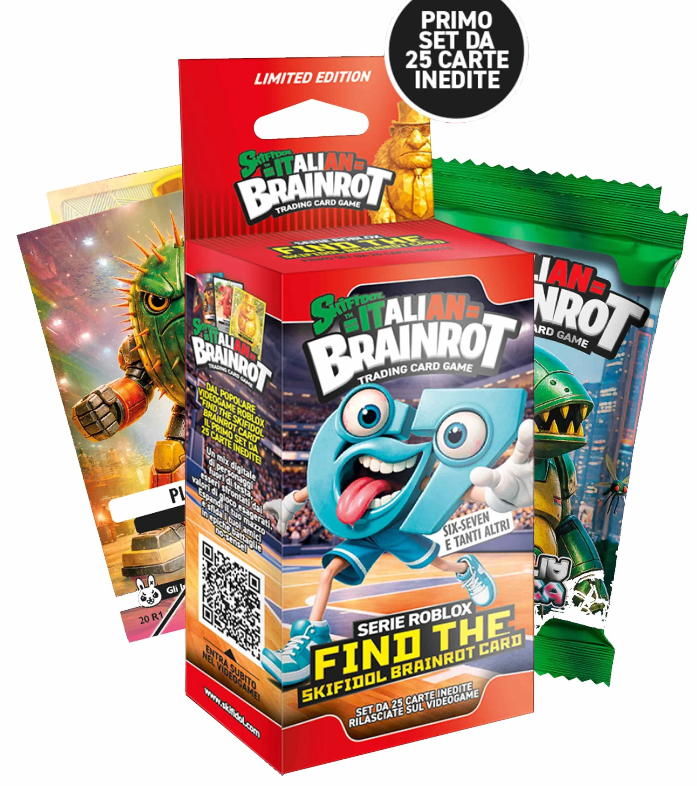 Generico Seria Roblox – Find The Skifidol Brainrot Card, Blister zawiera 25 niewydanych kart do gry i 14 kart do gry z serii Gamma - zestaw pierwszy