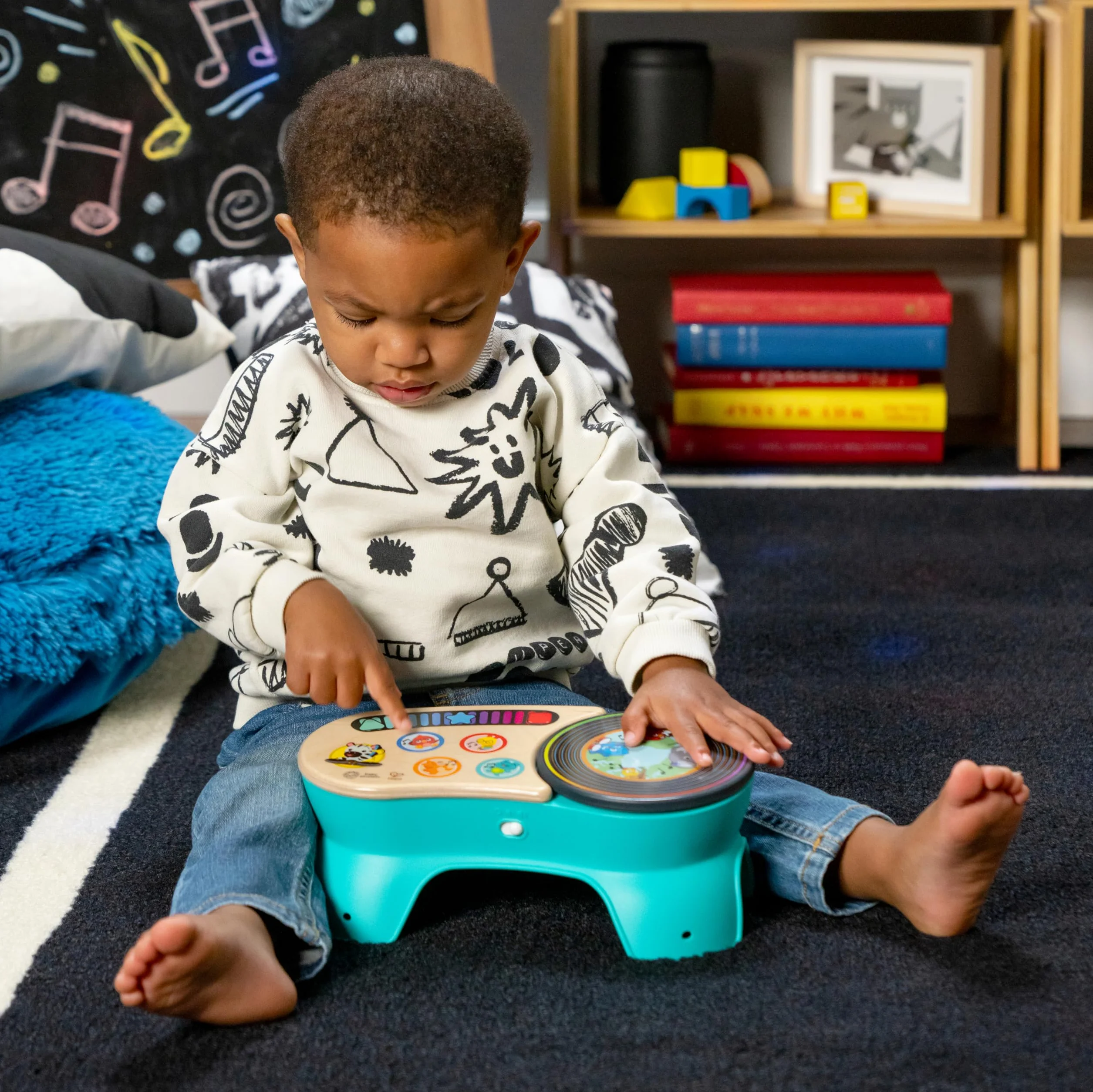Baby Einstein Hape DJ Discovery gramofon zabawka muzyczna dla niemowląt 50+ dźwięków melodii dotyk
