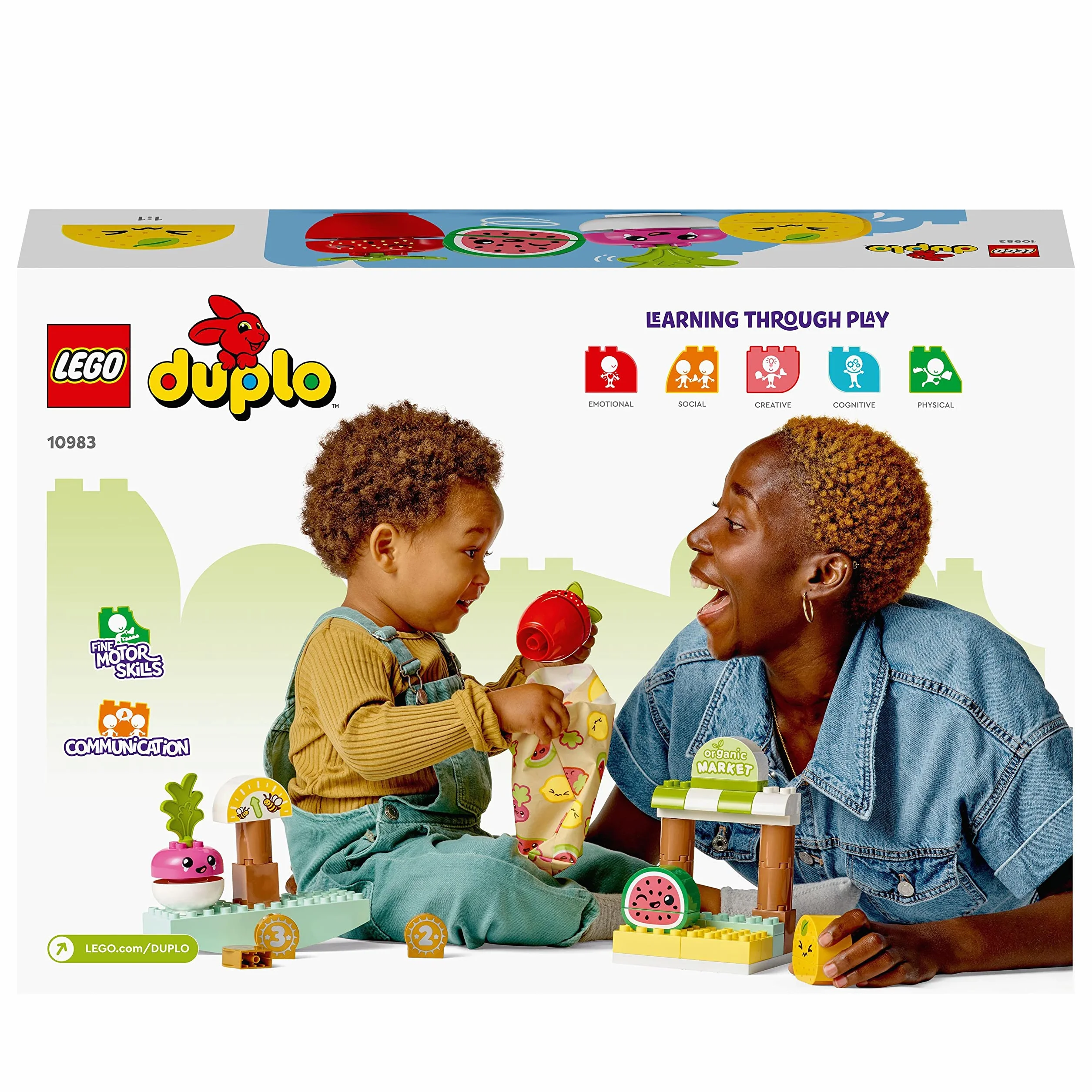 LEGO DUPLO My First Ryneczek bio, Zabawkowe Owoce i Warzywa, Zabawka Edukacyjna dla Dziecka do Nauki Cyferek, Układanie w Stosy dla Dzieci w wieku od 18 miesięcy do 3 lat, Pomysł na Prezent, 10983