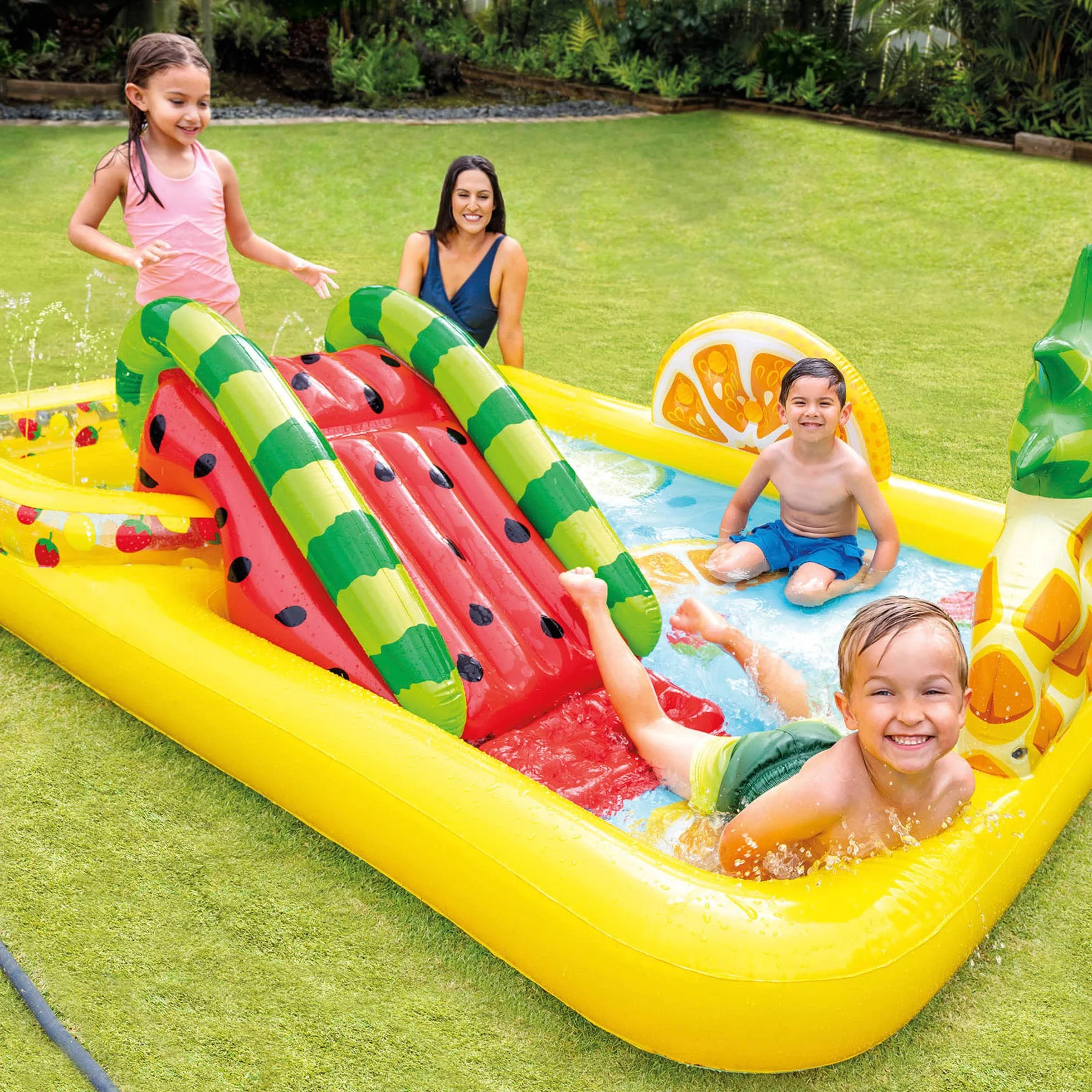 Intex Fun'n Fruity Dmuchany Basen Dziecięcy, Wielokolorowy, 244 x 191 x 91 cm