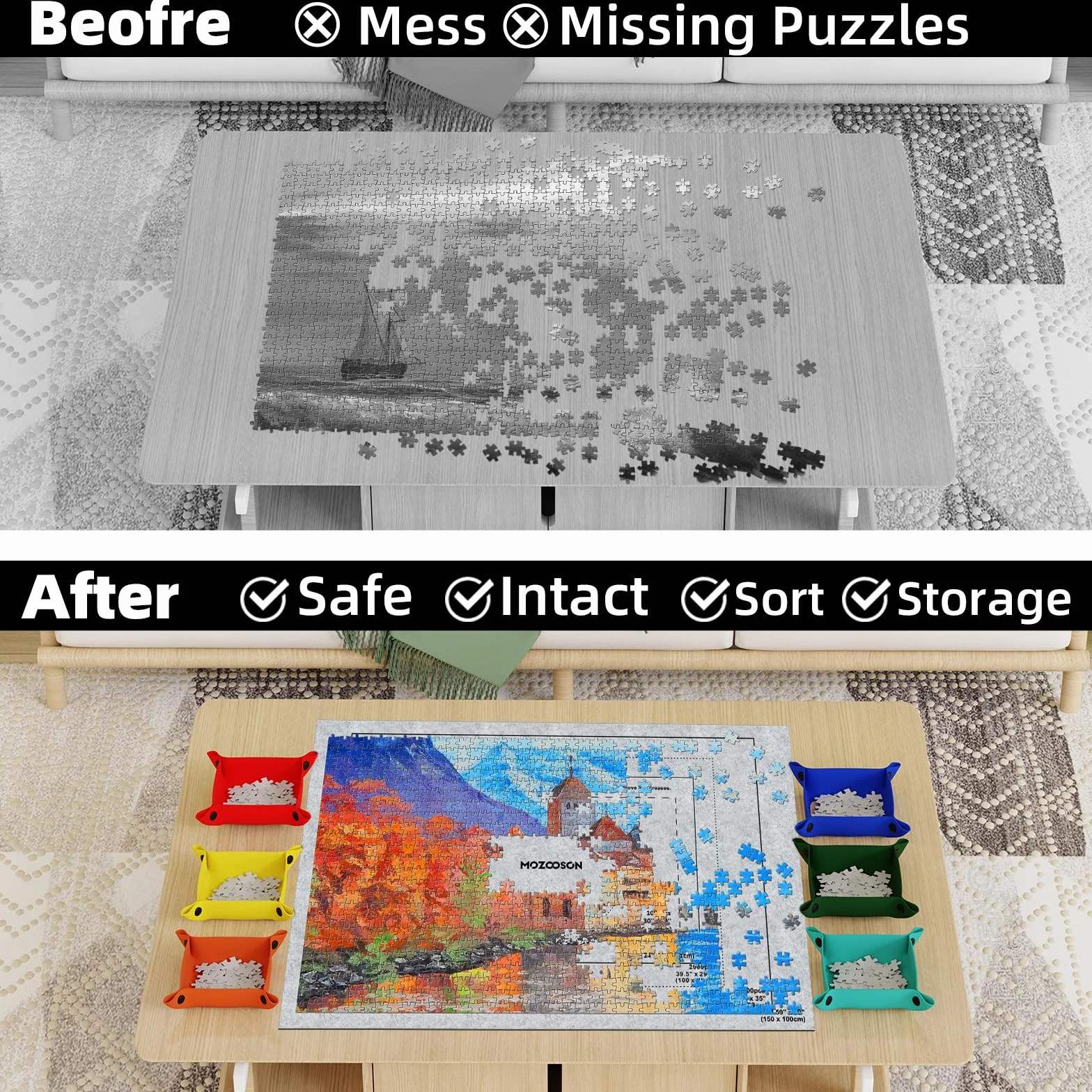 Mata do puzzli 3000 elementów filcowa przenośna MOZOOSON