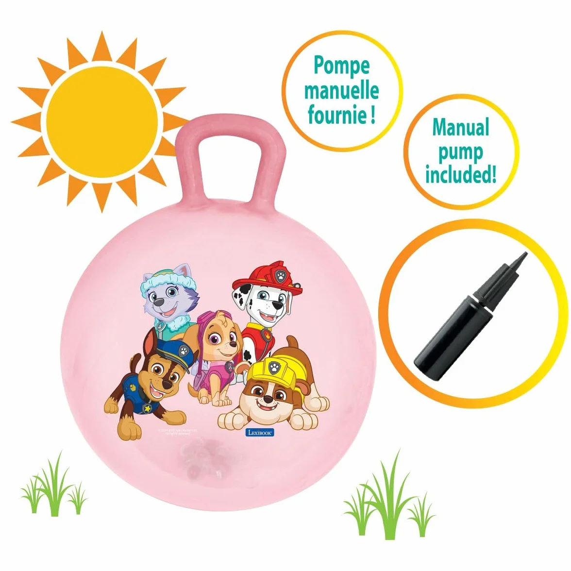 Lexibook BG040PAG Paw Patrol, Nadmuchiwana Piłka Lejowa, Ręczna Pompa w Zestawie, Bezpieczne i Trwałe Tworzywa Sztuczne, Różowa