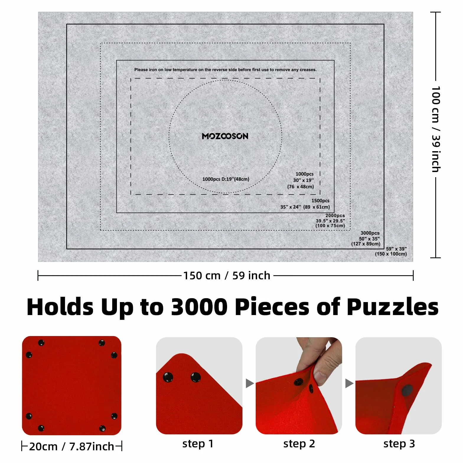 Mata do puzzli 3000 elementów filcowa przenośna MOZOOSON
