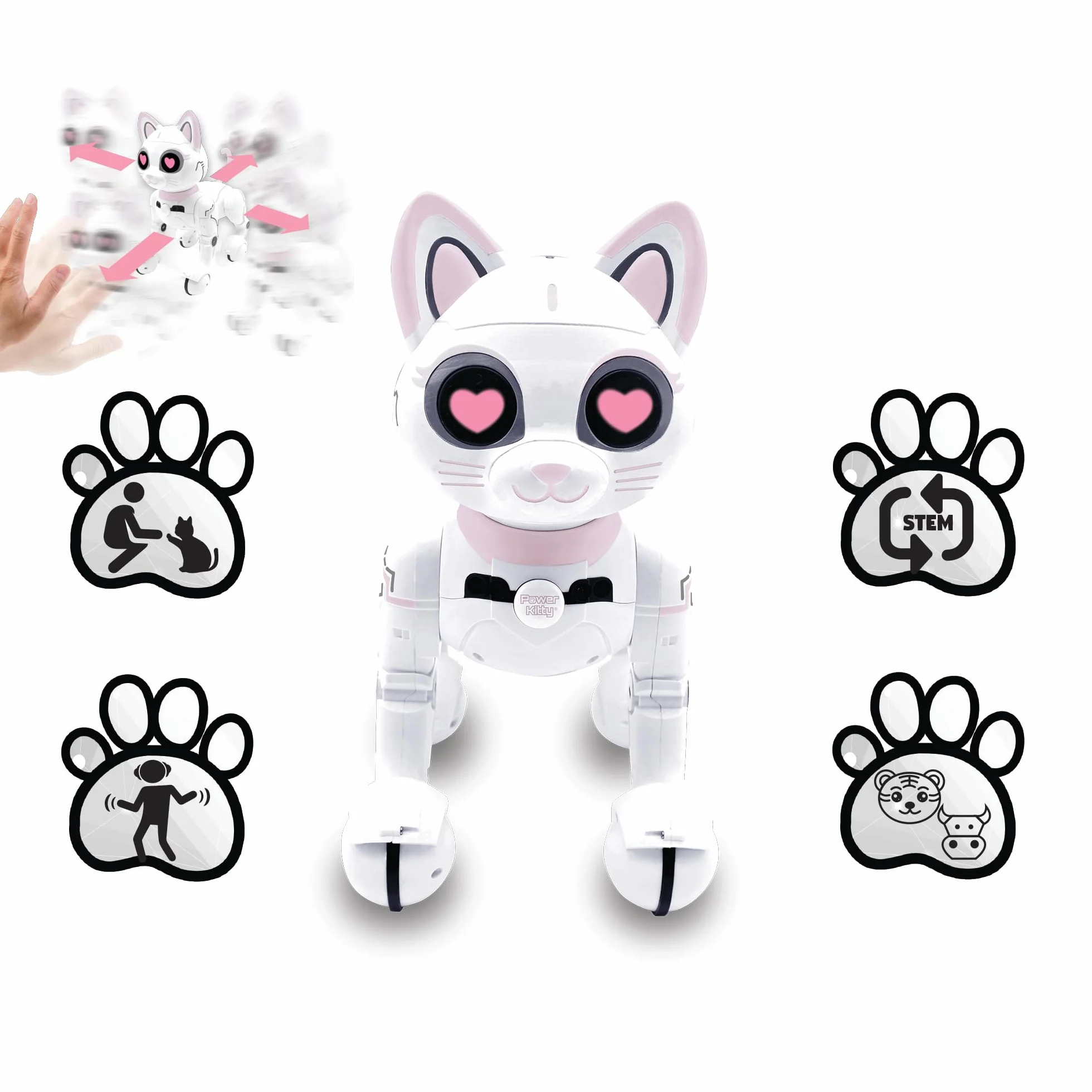 Lexibook, Power Kitty, Zdalnie Sterowany Robot Kot, Programowalny Inteligentny Robot, Światło, Dźwięk, Biały, Różowy, KITTY01