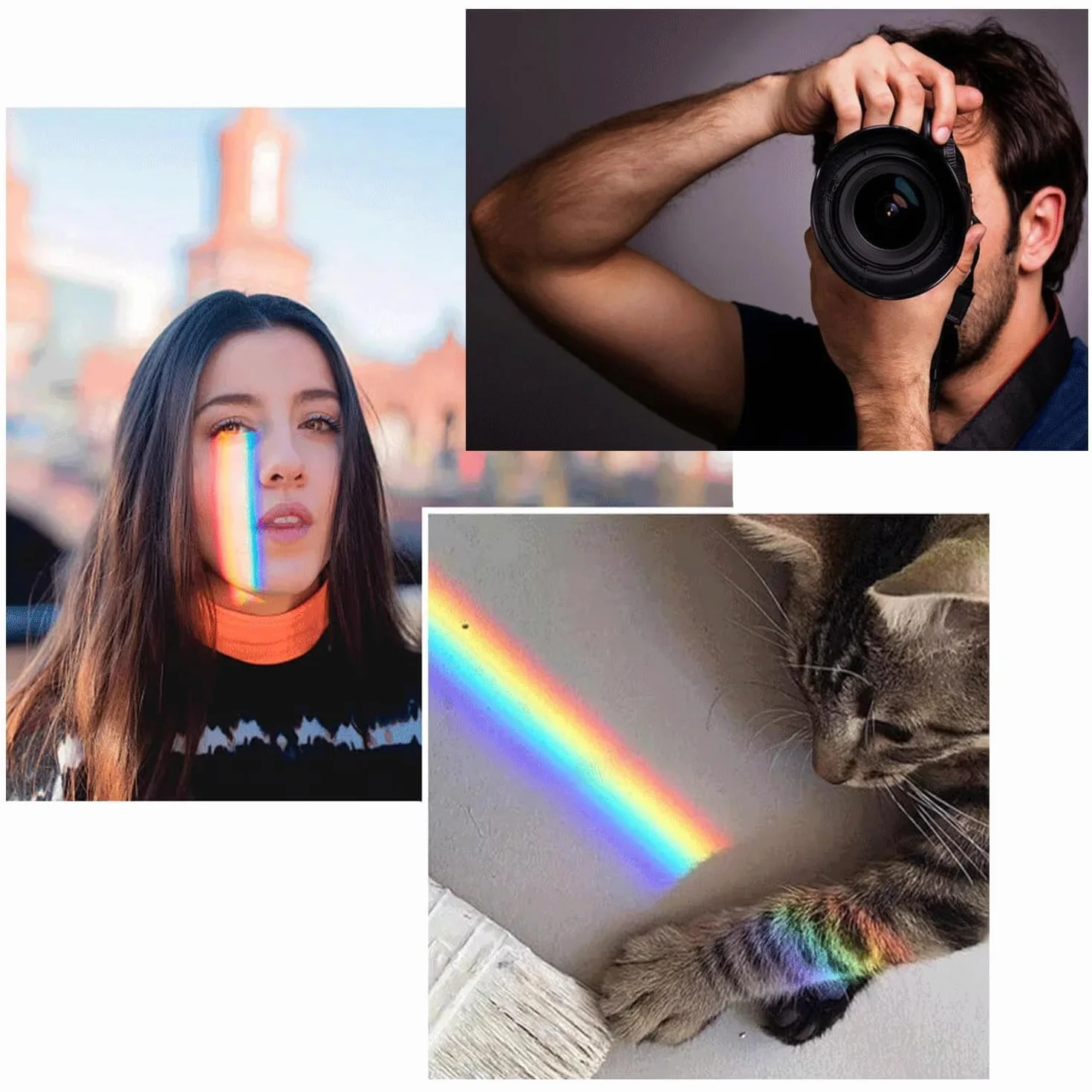 Szklany pryzmat optyczny, pryzmat, szkło K9, pryzmat optyczny, trójkątny pryzmat, fotografia, szkło K9, trójkąt pryzmatu K9, z pudełkiem prezentowym, spektrum światła słonecznego, efekt tęczy (20 cm)