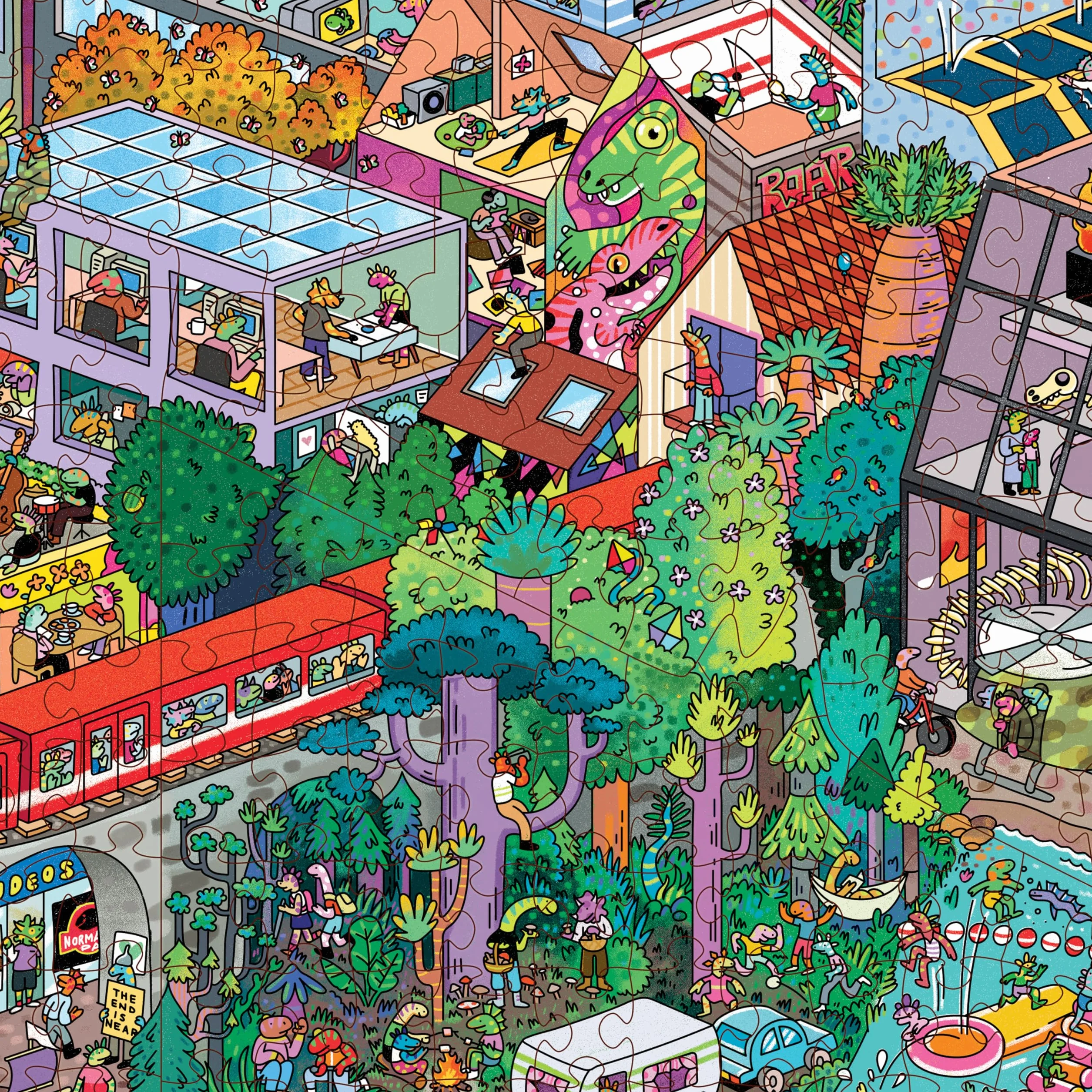 Magic Puzzle Company Zestaw 3 układanek z serii czwarta: Big Rock City, The Awakened Artifacts i The Peckish Pirates, 1000-elementowe puzzle