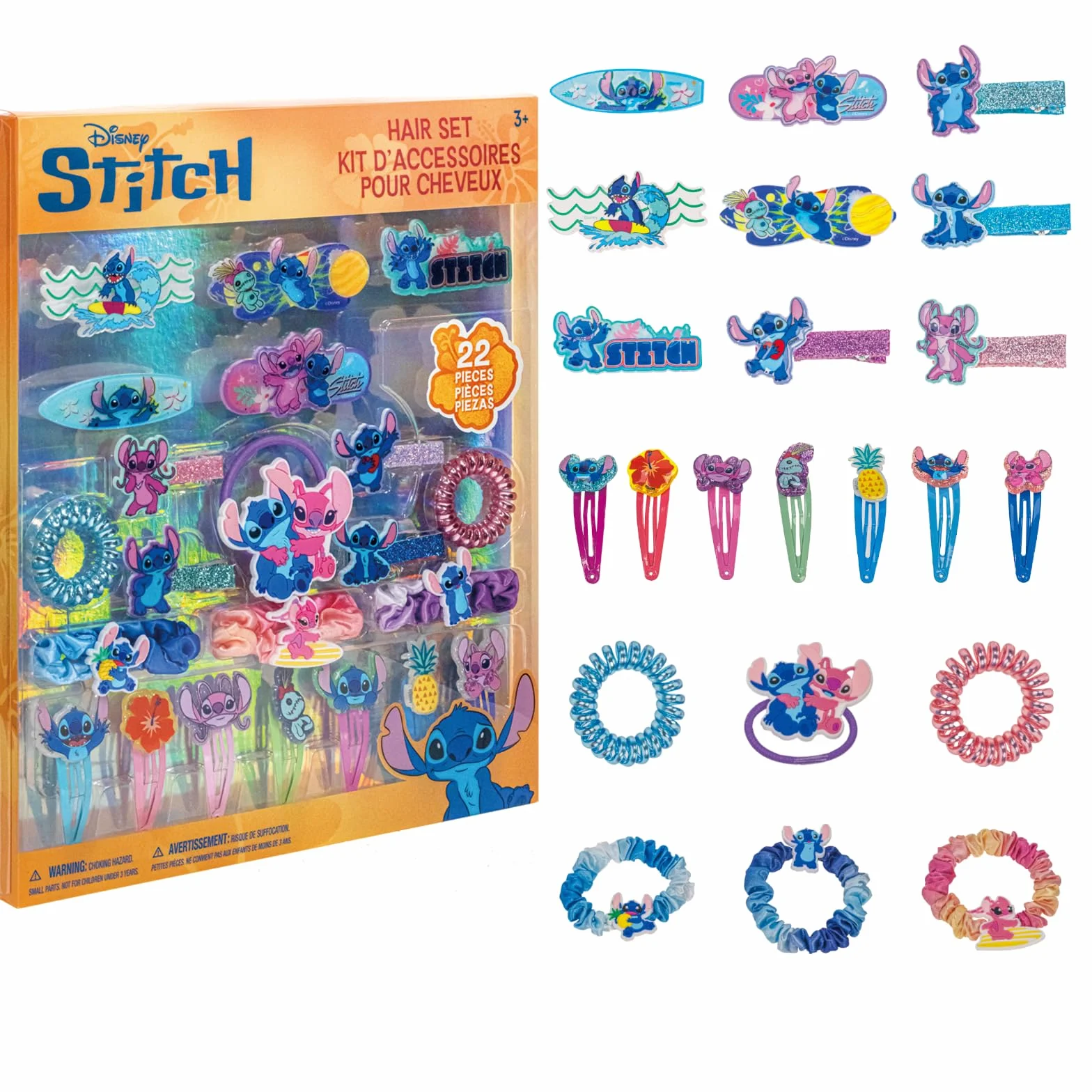 Stitch Akcesoria do Włosów 22 szt Spinki Gumki Dziewczynki 3+