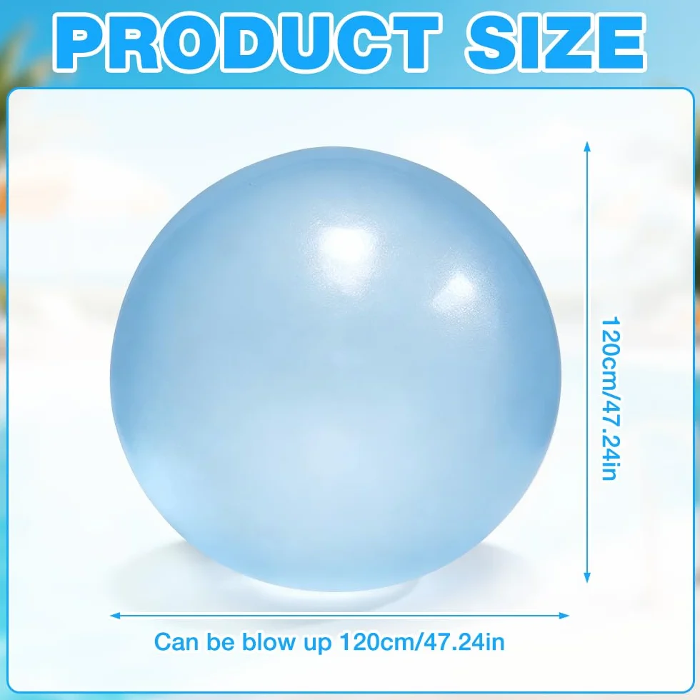 Gigantyczne nadmuchiwane balony, HOVCEH 120 cm, gigantyczny nadmuchiwany balon, przezroczysta nadmuchiwana piłka do bańki z TPR na plażę, do ogrodu (niebieski)