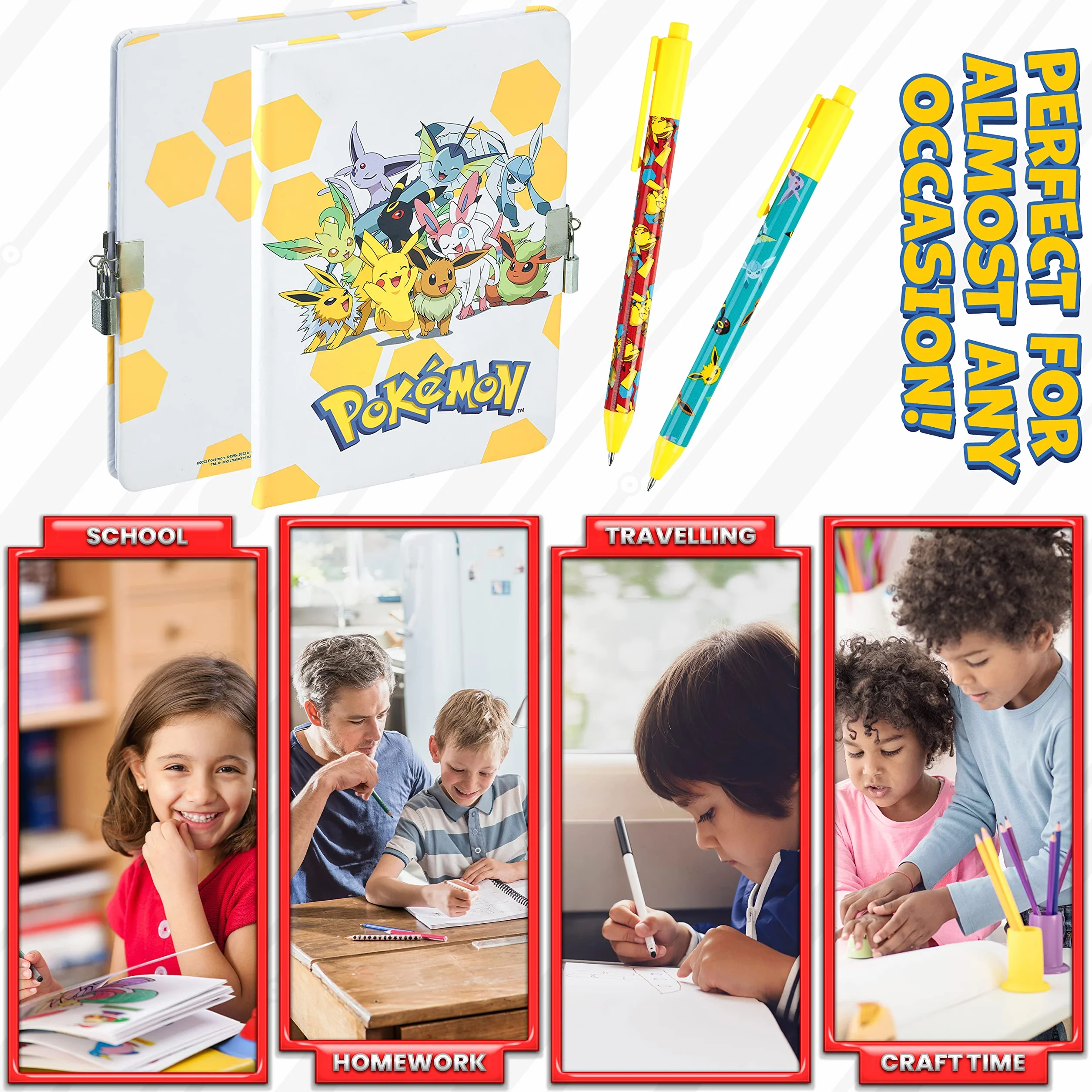 Pokemon zestaw papeterii, sekretny mleczarnia dla dziewcząt i chłopców, zestaw notatników i długopisów, Pikachu Eevee dziennik dla dzieci, pamiętnik, pokemon, prezenty dla chłopców
