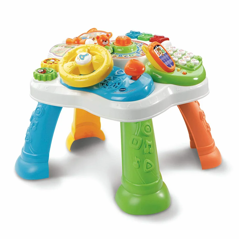 VTech - Mój Dwujęzyczny Stół do Aktywności, Interaktywny i Skalowalny Stół Wielu Gier, Zabawka Rozwoju, Przebudzenie Muzyczne, Prezent dla Dziecka od 9 Miesięcy - Zawartość w Języku