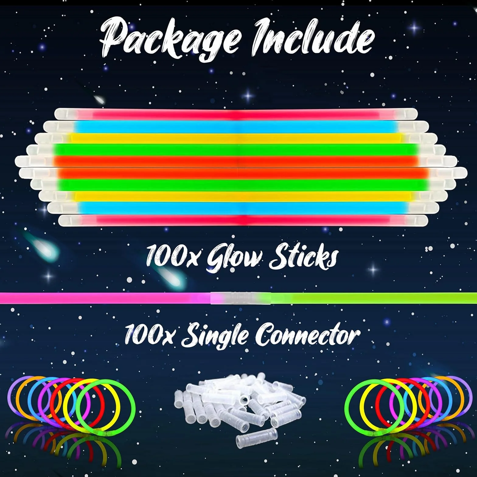 100 świetlówek dla dzieci, świecąca pałeczka, świecąca świetlówka ze złączami, pastelowe akcesoria fluorescencyjne na urodziny, święta