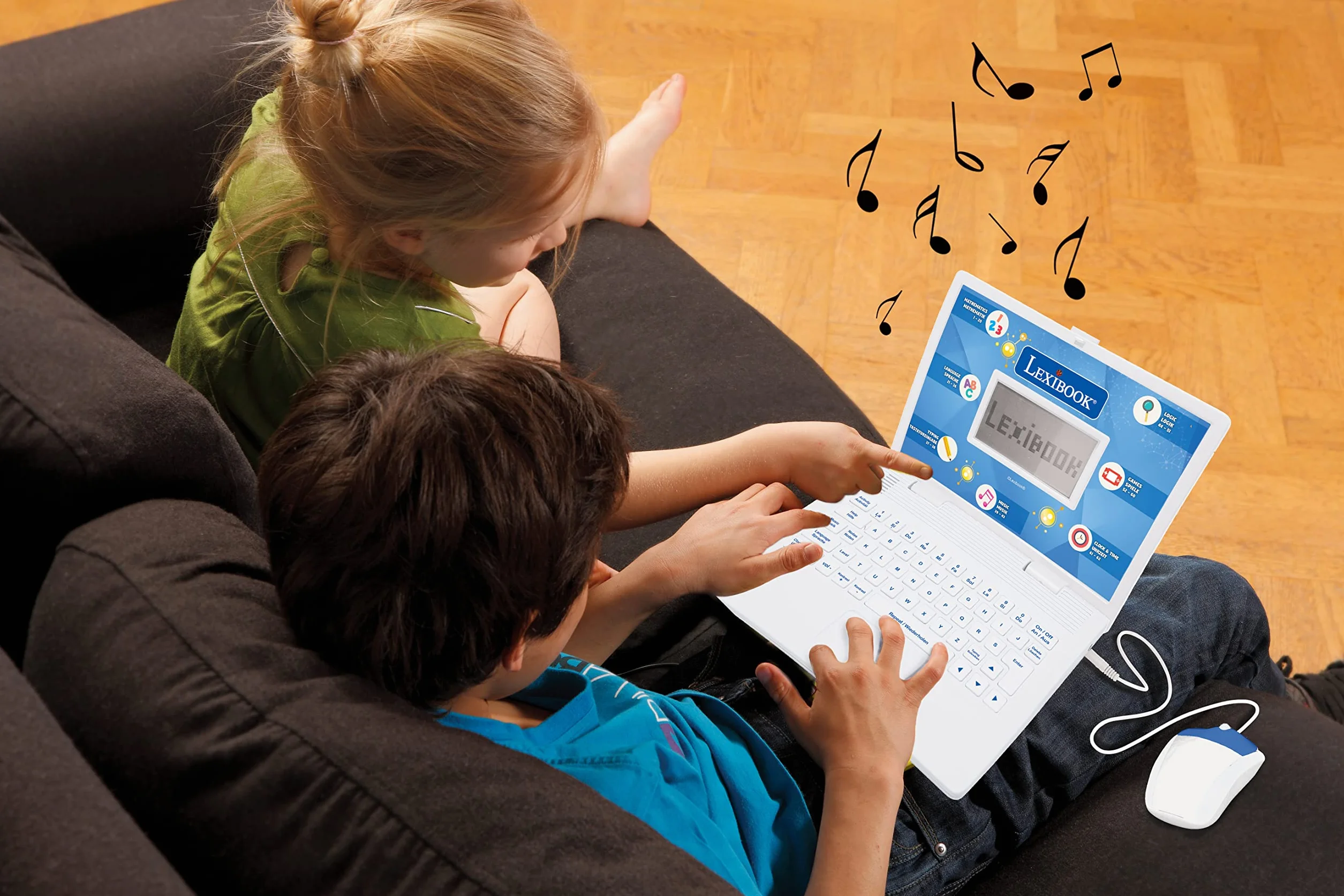 LEXIBOOK JC598i3 Dwujęzyczny Laptop Edukacyjny 124 Aktywności Niemiecki Angielski Niebieski Biały