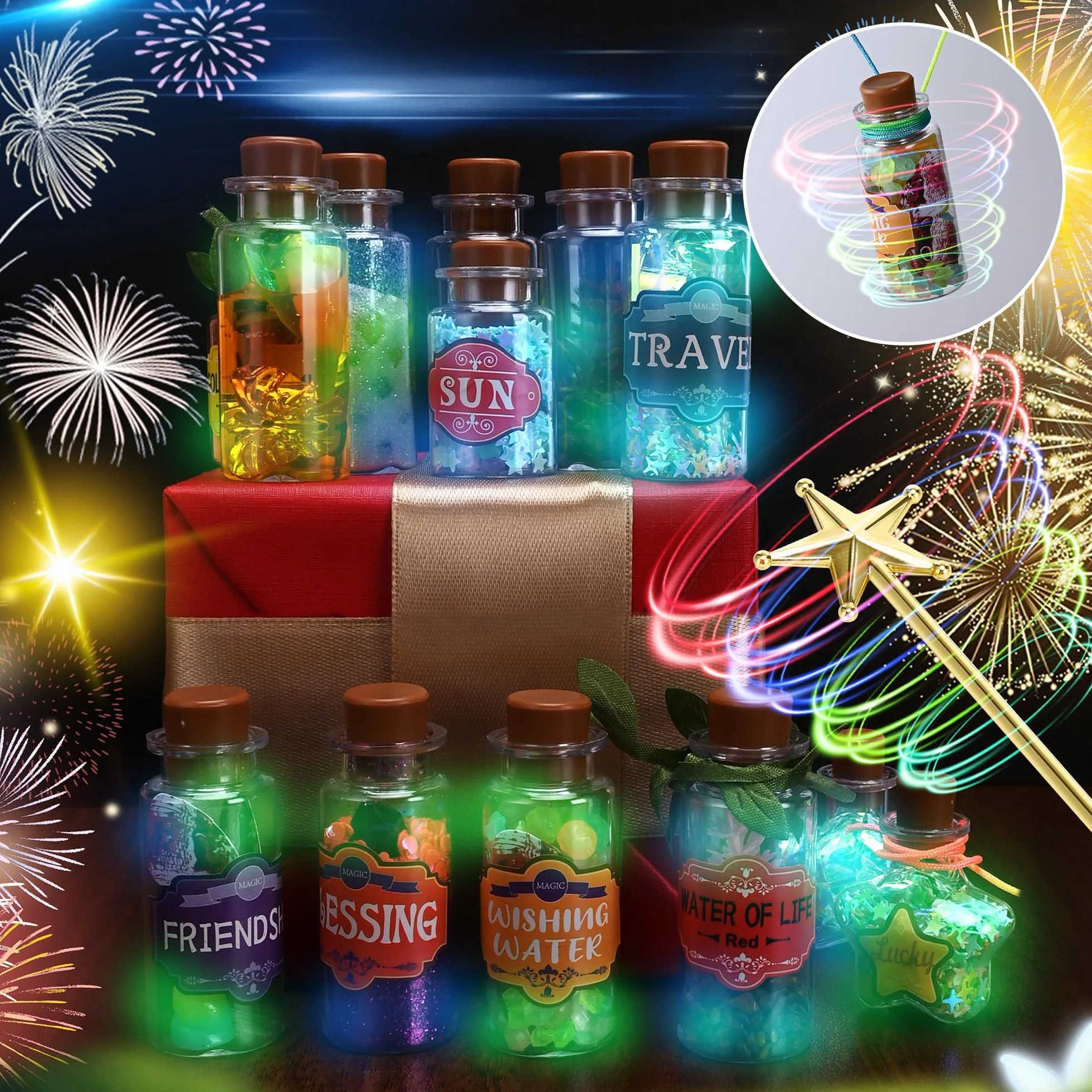Wothfav Magiczna mikstura dla dzieci, 22 butelki z eliksem, zestaw vintage wróżek, zabawki rzemieślnicze