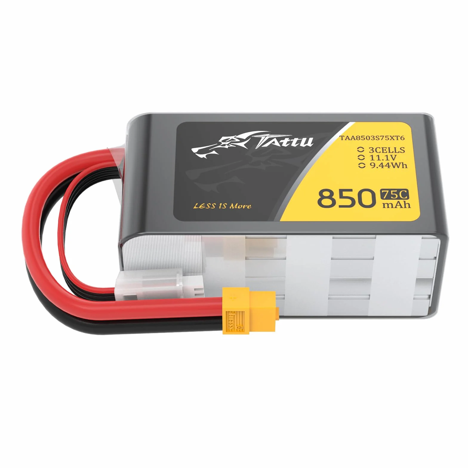 Tattu 3S 850 mAh 11,1 V 75C 3S1P Lipo akumulator z wtyczką XT60 do FPV Racing Quadrocopter 150 180 rozmiar