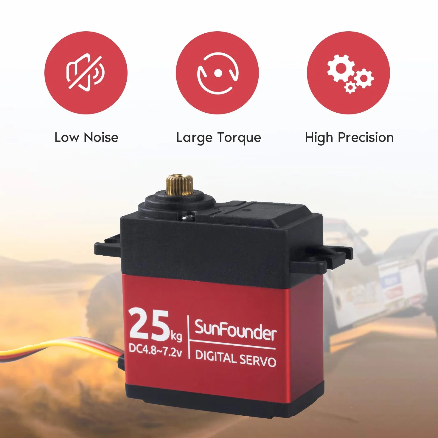 Sunfounder Serwo silnik High Torque 25 kg, DS-S020 metalowa przekładnia, cyfrowy serwo, metalowa obudowa, kąt sterowania 180° do RC Robot Cars, Crawler Robot