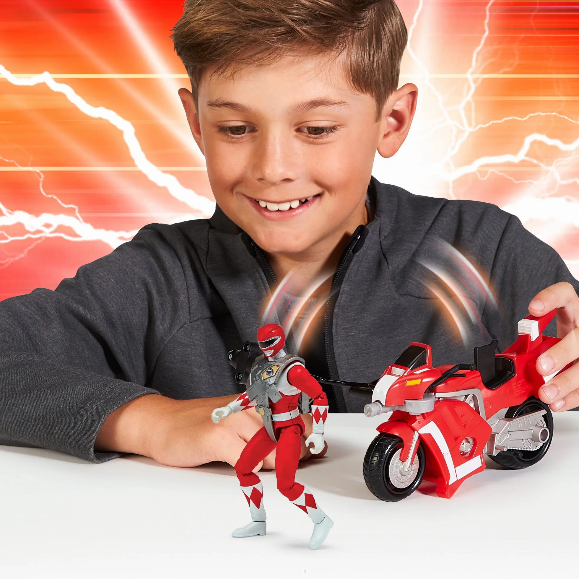 Power Rangers, Pojazd Deluxe z figurką 15 cm, czerwony strażnik - Jason Lee Scott, dla dzieci od 4 lat, PWG04