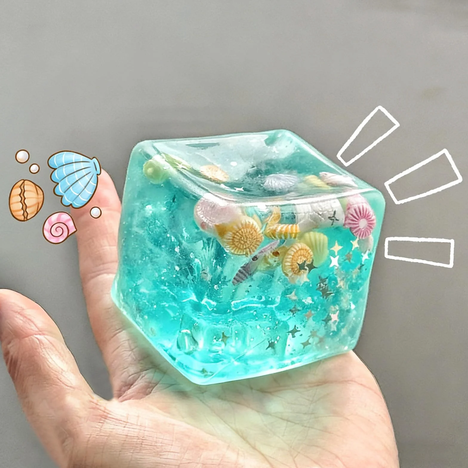 Kostki lodu Squishies oceaniczne muszle, zabawki sensoryczne, powolny wzrost, relaksujące stres, elastyczne piłki do ściskania, brokatowe muszle, zabawki Fidget