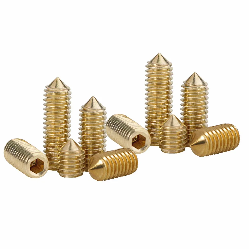 Śruby Dociskowe z Gniazdem Sześciokątnym ze Mosiądz, Stożek Punkt Wkręty bez łba, Wkręty bez łba stożkowego, M6×12mm,10 pcs