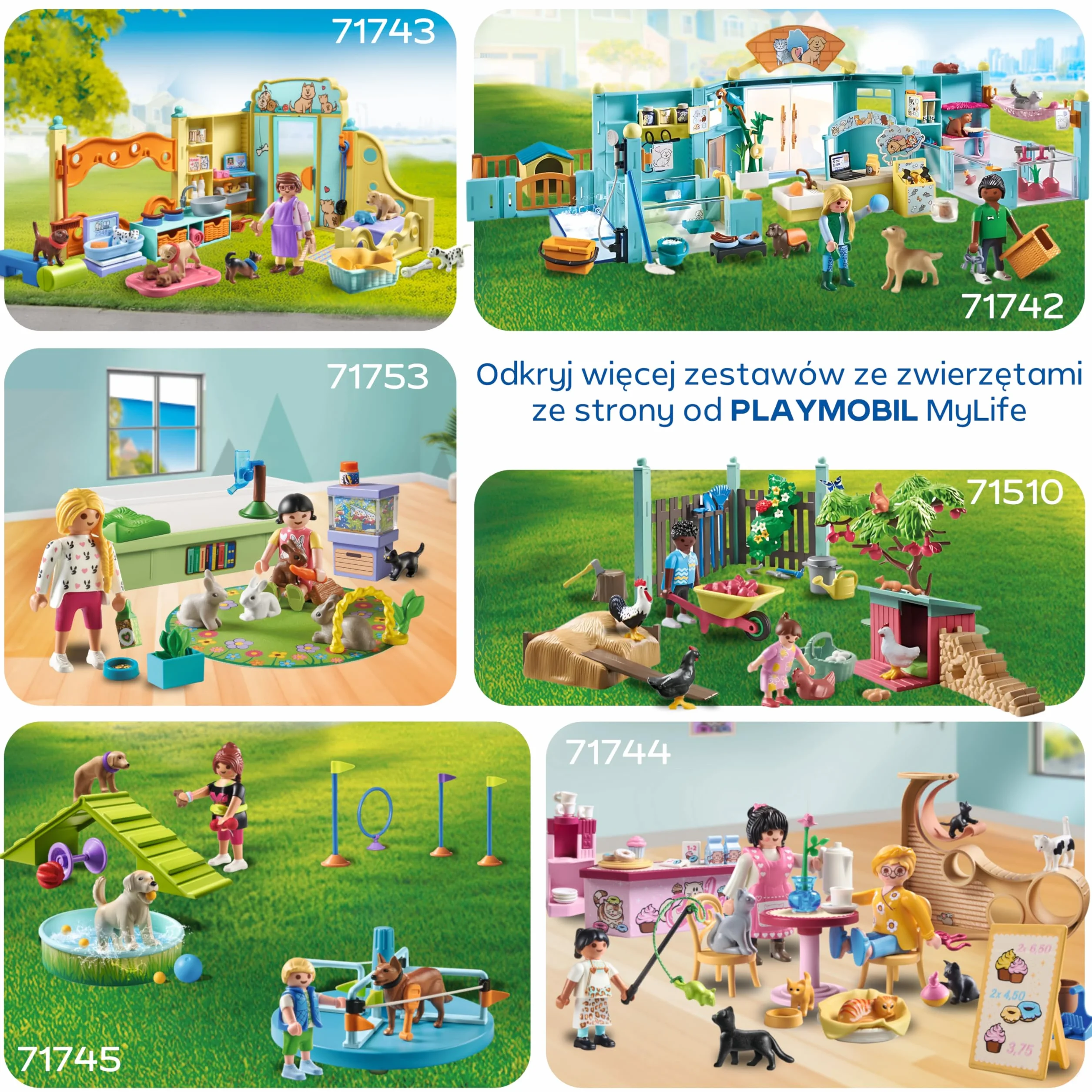 PLAYMOBIL | My Life | Kawiarnia dla kotów | Zabawka dla dzieci | Zestaw z figurkami zwierząt | Zabawka dla dzieci powyżej 4 roku życia | 71744