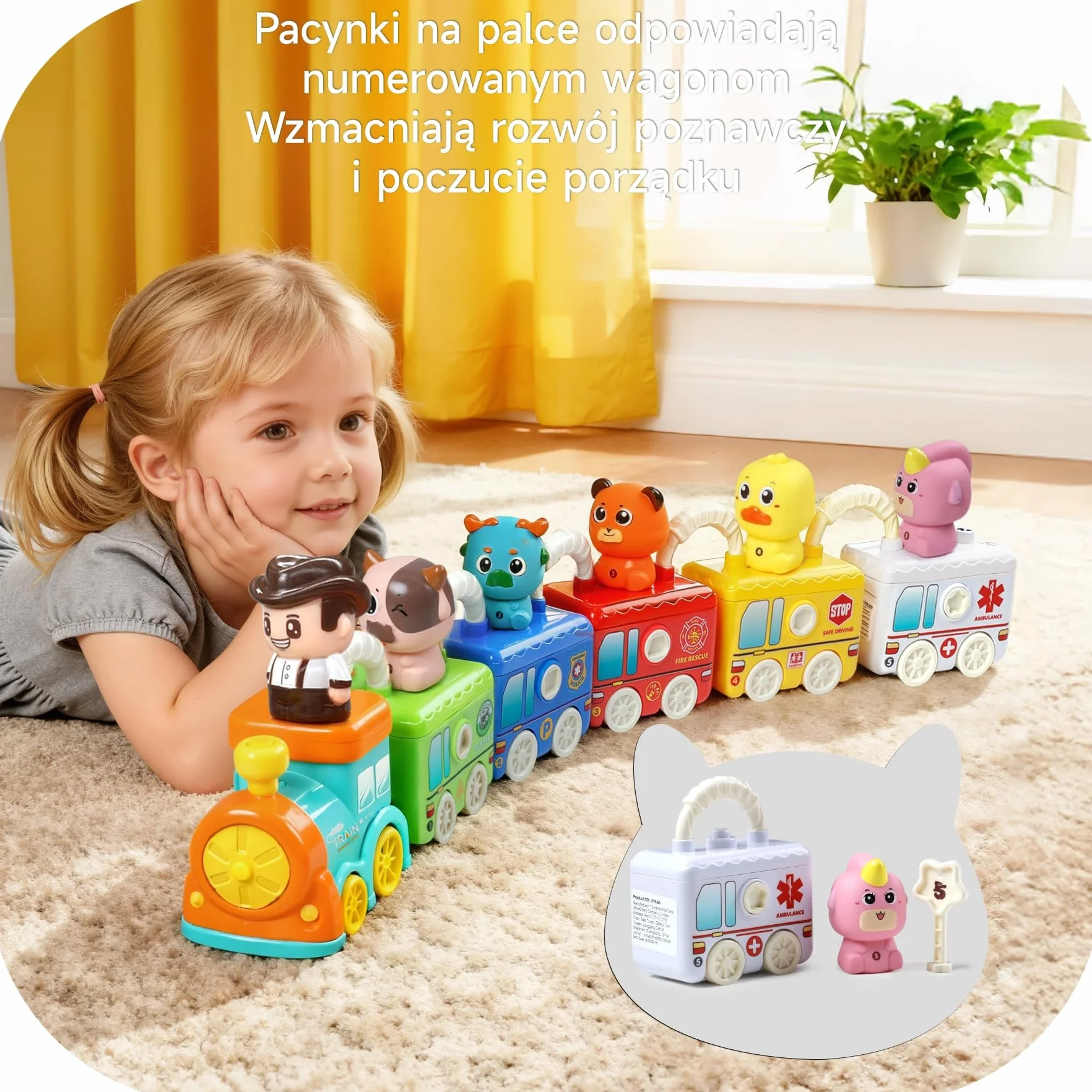 Zabawka Montessori Pociąg od 2 lat - Pociąg Edukacyjny z 5 Zamkami i Zwierzętami, Zabawka Edukacyjna dla Dzieci w Wieku 2 3 4 lat, Edukacyjna Zabawka dla Motoryki i Kolorów, Idealny Prezent