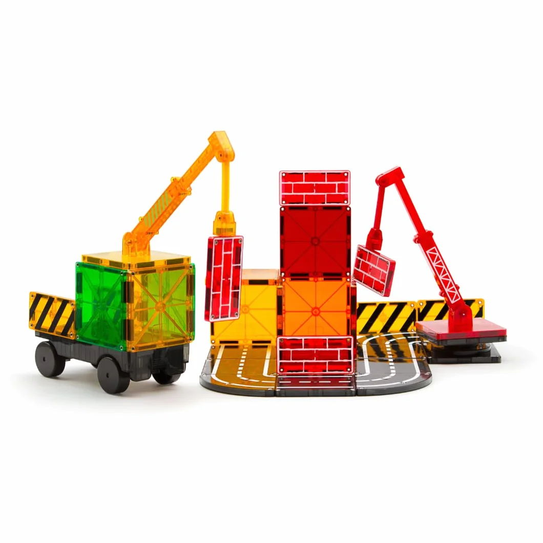 Magna-Tiles Budowniczy 32-częściowy zestaw, oryginalne magnetyczne płytki budowlane do kreatywnej zabawy otwartej, zabawki edukacyjne dla dzieci w wieku 3 lat + (32 sztuki) (21632)