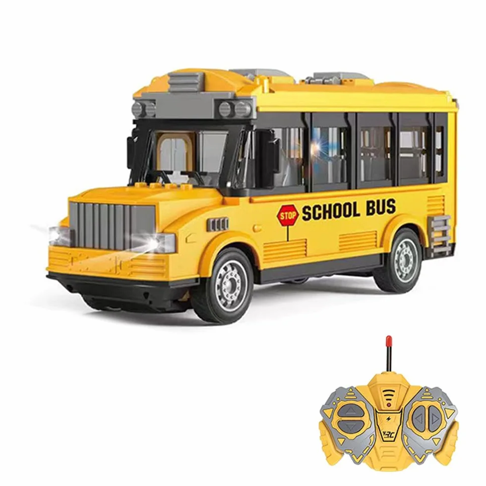 Autobus zdalnie sterowany, RC Bus 1/30 4CH zdalnie sterowany samochód z lekką muzyką, otwierane drzwi, autobus zabawka interakcji rodzic-dziecko