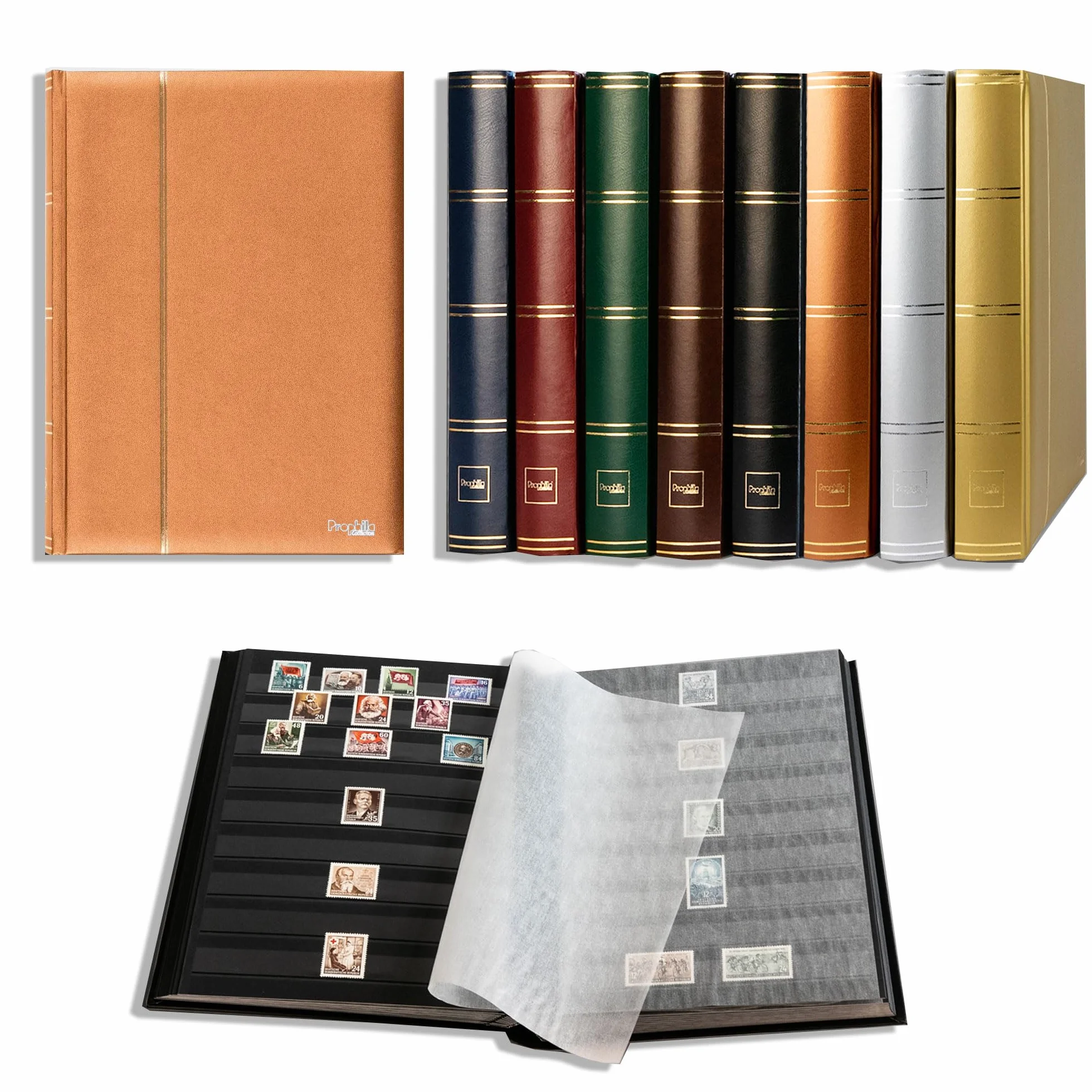 Prophila Collection Metallic Edition 60 czarnych stron album na znaczki listowe okładka z brązu