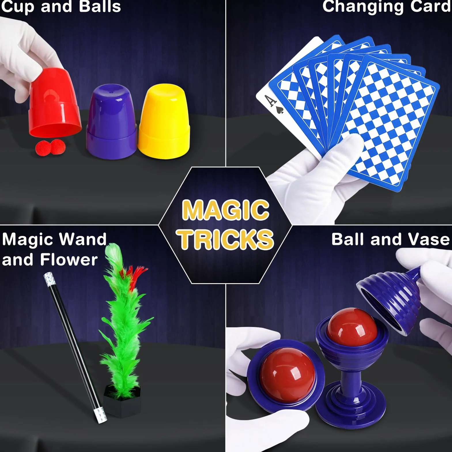 Magiczny zestaw dla dzieci, magiczne sztuczki, z magicznym kapeluszem, instrukcją i kostiumem magika dla dzieci, do zabawy, zabawki dla 6, 7, 8, 9, 10, 11, 12 lat, prezenty dla chłopców i dziewcząt