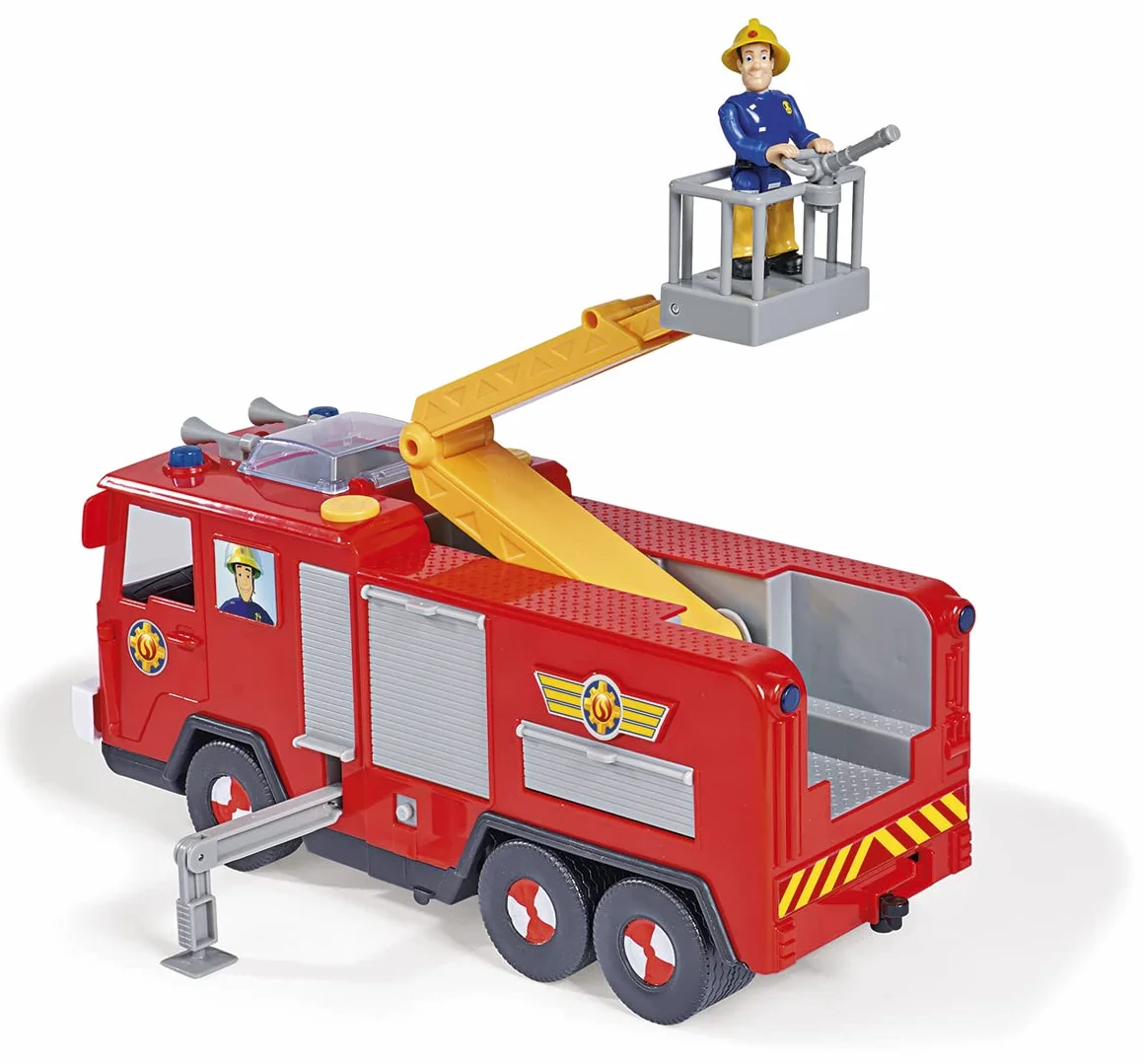 Strażak Sam 109252516038 Jupiter wóz strażacki i ruchoma figurka Sam 7,5cm, światło i dźwięk, długość: 31cm