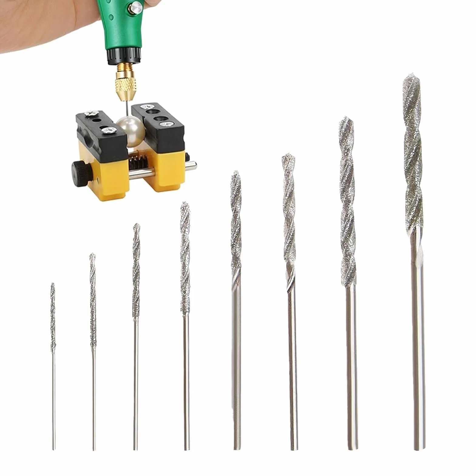 8 sztuk wierteł diamentowych, wierteł diamentowych, od 0,8 mm do 3,0 mm, zestaw wierteł do szkła, metalu, muszli, jadeitu, koralików itp