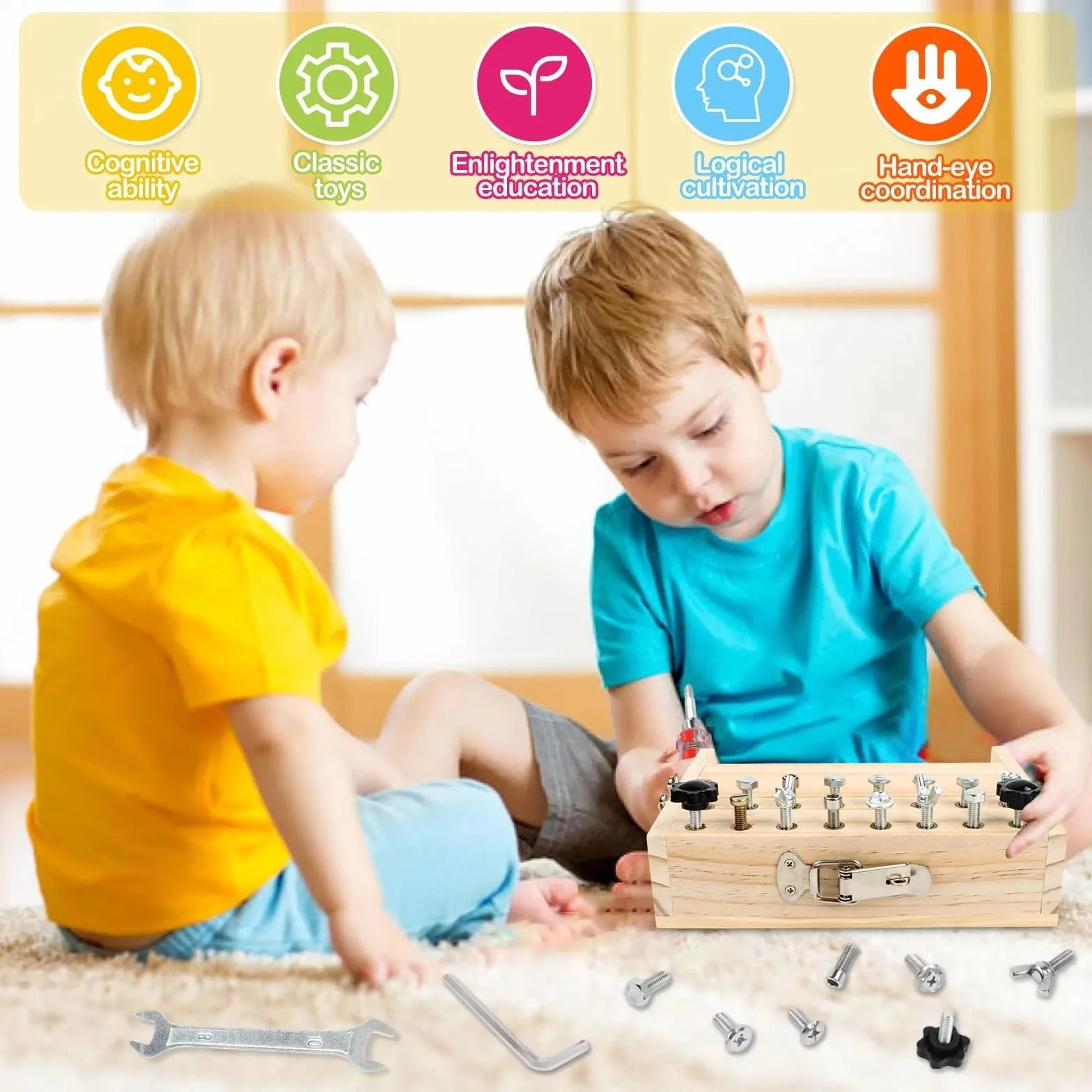 Montessori zestaw płyt z wkrętakami, drewniana deska do wkręcania, Busy Board drewniana zabawka, zabawka Montessori od 3 4 5 lat, zabawka motoryczna zabawka edukacyjna zabawka dla dzieci prezenty dla