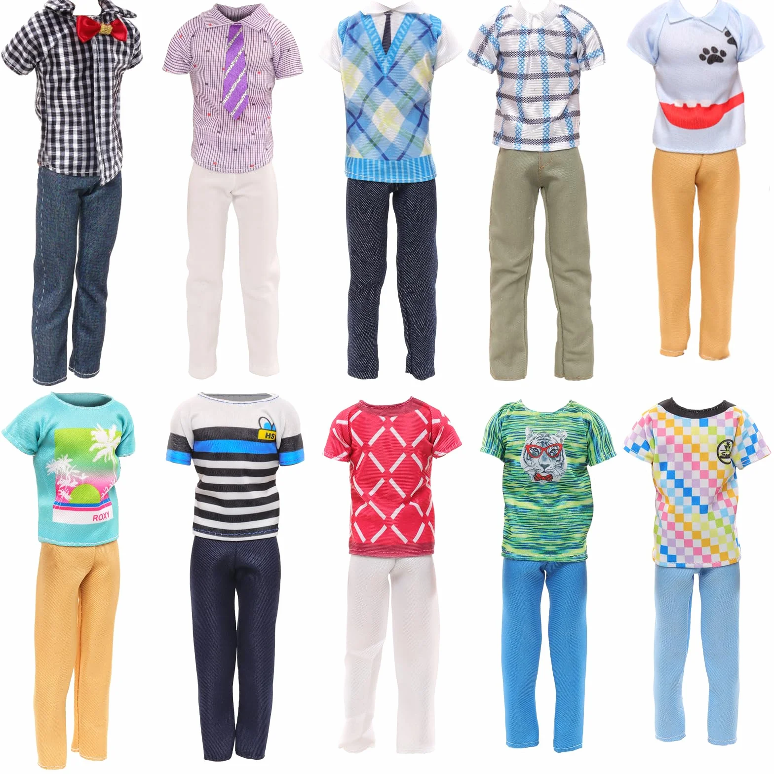 Miunana 6 ubranek dla lalek = 3 koszulki na co dzień 3 spodnie dla chłopców lalki letnie ubranie dla lalek odzież dla lalek