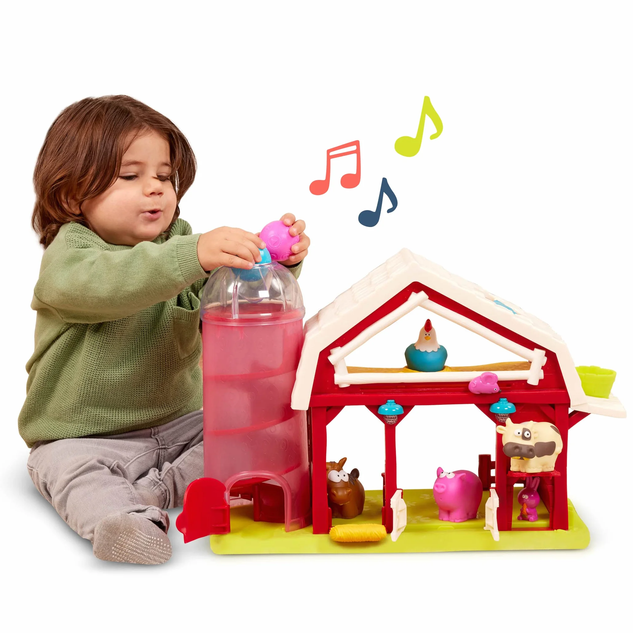 B. toys – Musical Fun Farm – interaktywna stodoła zabawkowa – zwierzęta gospodarcze – czerwona stodoła ze światłami i dźwiękami – muzyczna zabawka dla dzieci – 2 lata +