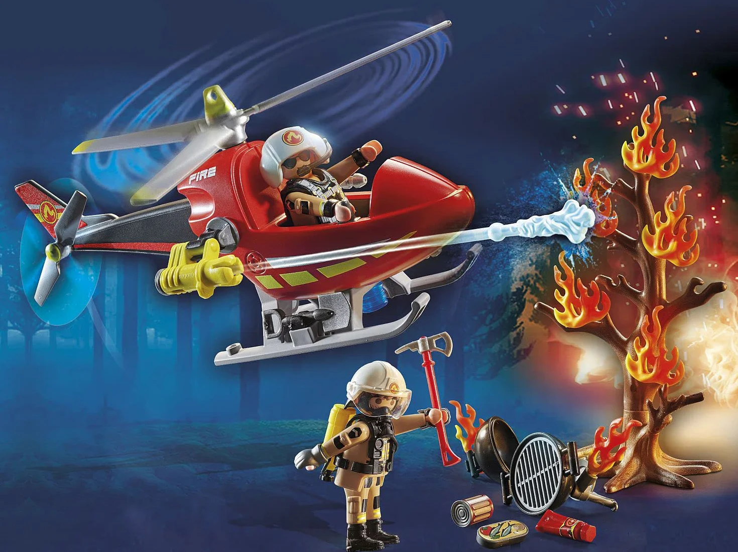 PLAYMOBIL City Action 71195 Helikopter strażacki z armatkami wodnymi