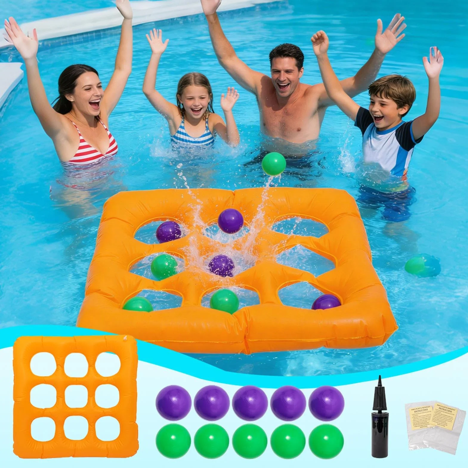 Nadmuchiwane gry w basenie - Ball Play Floats, kolorowe pływające zabawki z odpornymi komorami powietrznymi i łatwą konstrukcją dla rodziny, przyjaciół, nastolatków w domu, na podróż i na podwórku