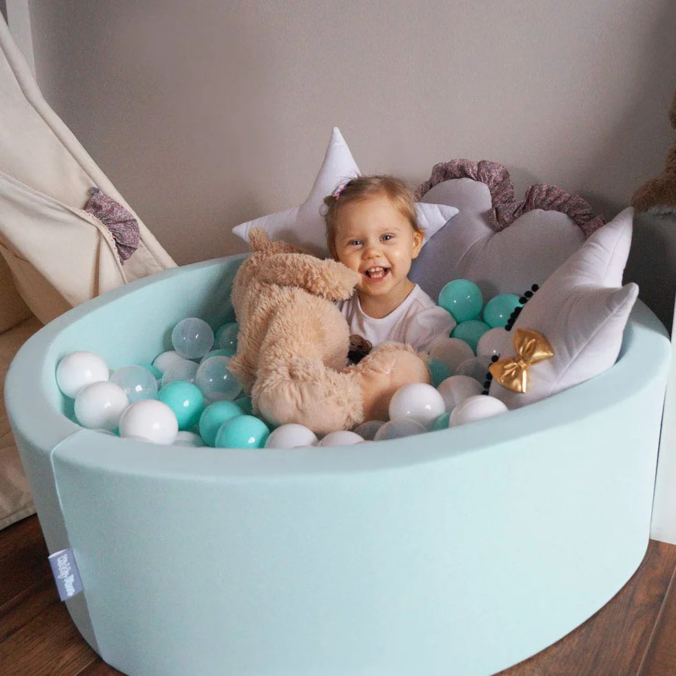 KiddyMoon Plastikowe Piłeczki 100 Sztuk ∅ 7Cm Dla Dzieci, Wielokolorowe Zestawy Kulek Do Zabawy, Perła-Transparent