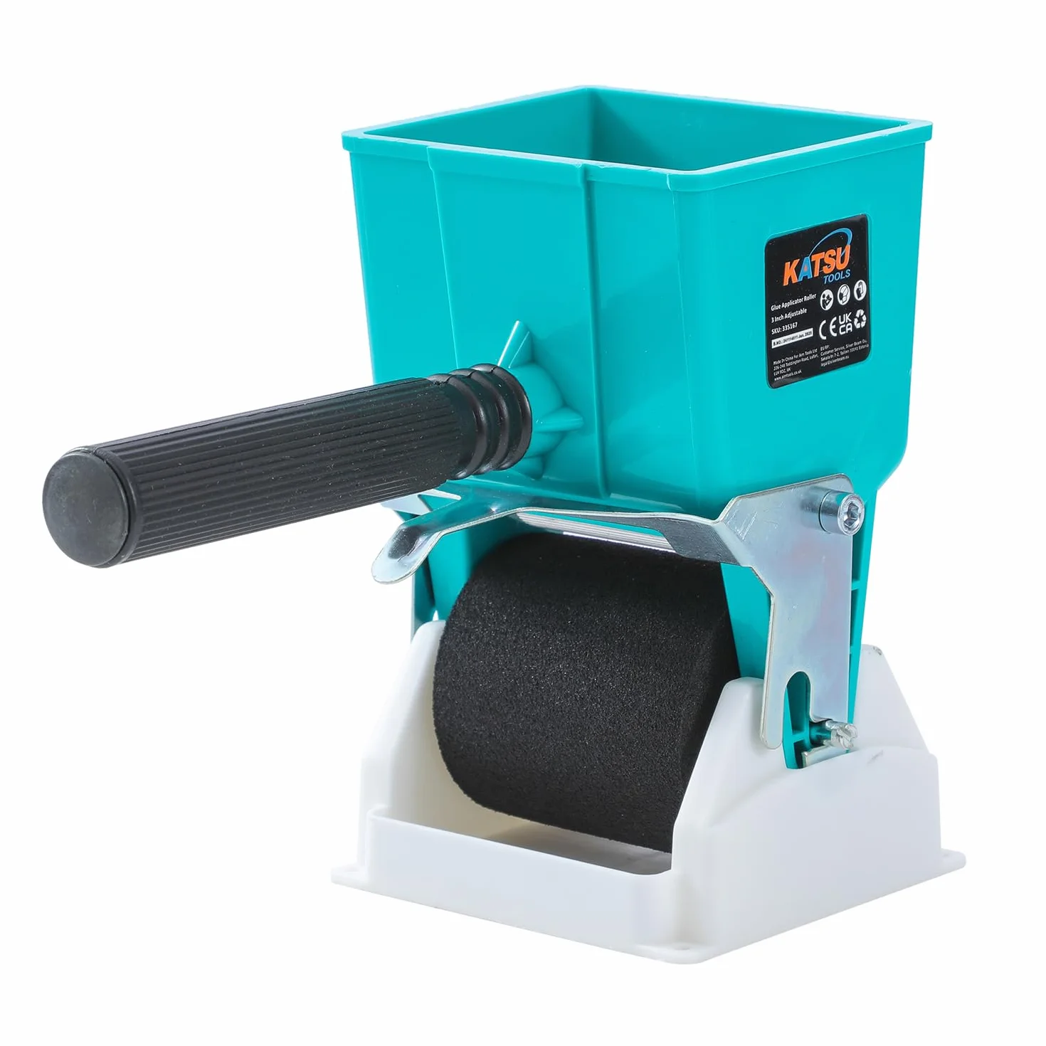 KATSU Tools 335167 Przenośny aplikator kleju, 7 cm, 180 ml, regulowane natężenie przepływu, ręczny wałek samoprzylepny do samodzielnego wykonania stolarza