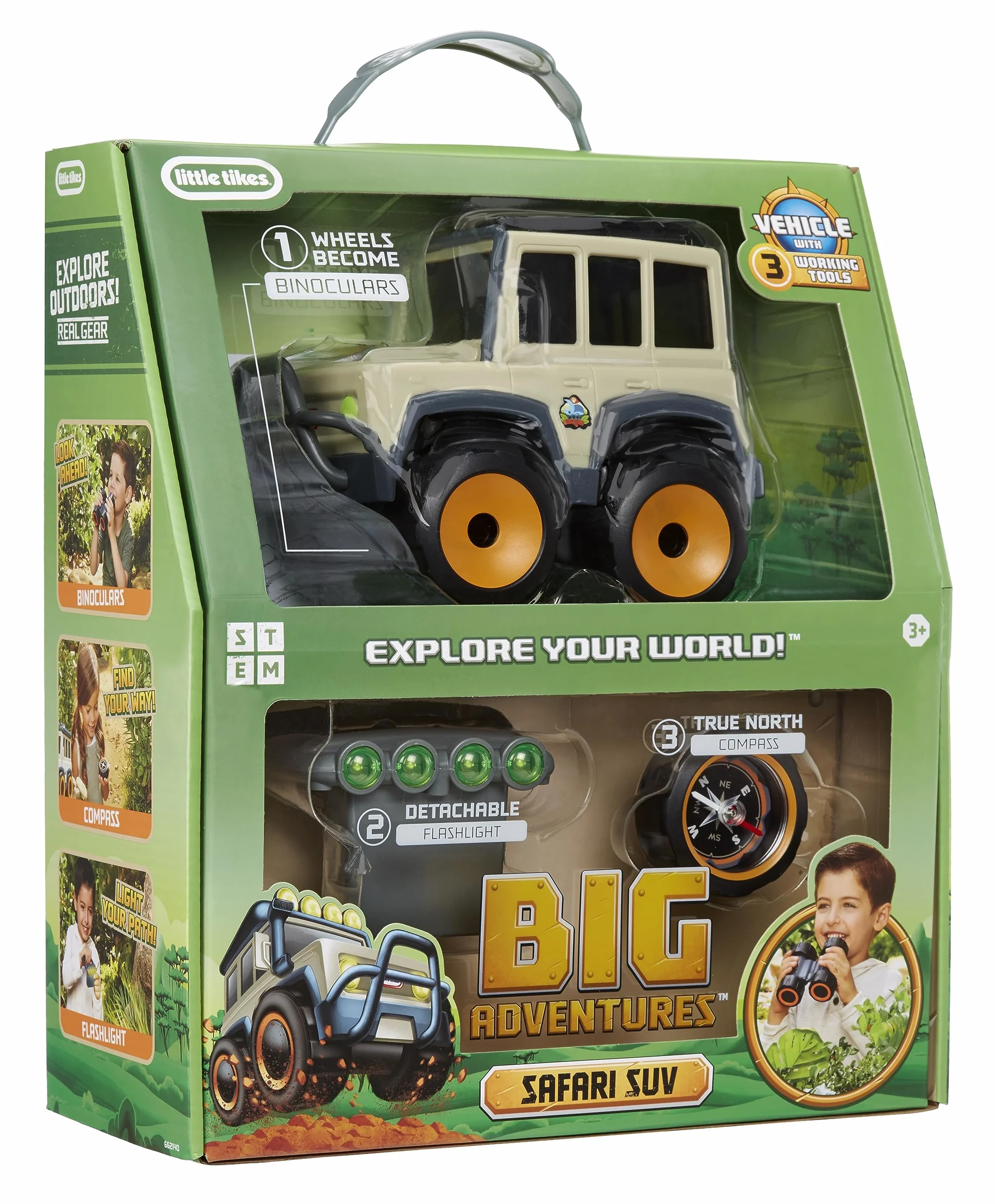 Little Tikes Big Adventures Safari SUV STEM Toy - w zestawie pojazd z lornetką, latarką i kompasem - Świetny prezent dla dzieci w wieku 3+
