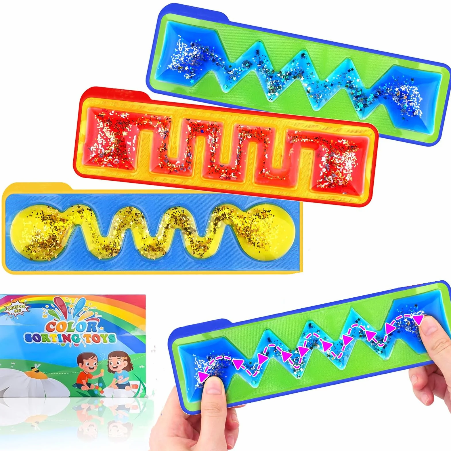 3 SZTUK Fidget Toy Sensory Labirynt Zabawki Puszyste Zabawki Dla Dzieci I Dorosłych Zabawki Autyzm Stres Adhd Zabawka Wypełniona Żelem Zabawki Rozwijające Potrzebne