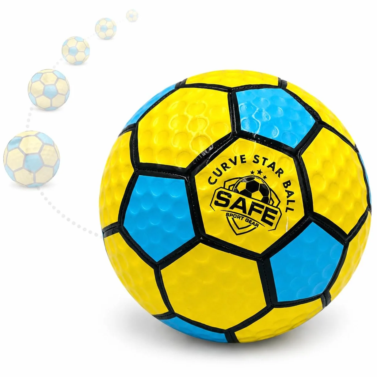 Safe Sport Gear Curve Star Football - Curve Your Shots Like a Pro dzięki temu zabawnemu prezentowi piłkarskiemu dla dzieci - niesamowita lekka piłka nożna rozmiar 5 dla dzieci