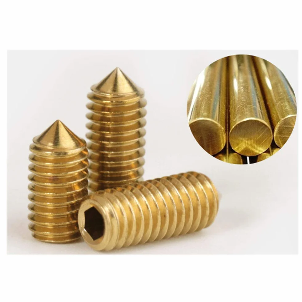 Śruby Dociskowe z Gniazdem Sześciokątnym ze Mosiądz, Stożek Punkt Wkręty bez łba, Wkręty bez łba stożkowego, M6×12mm,10 pcs
