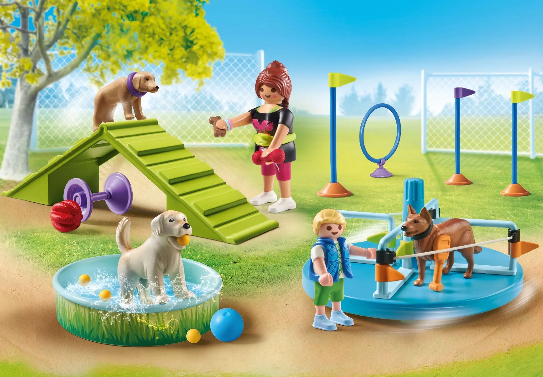 PLAYMOBIL | My Life | Plac zabaw dla psów | Zabawka dla dzieci | Zestaw z figurkami psów | Zabawka dla dzieci powyżej 4 roku życia | 71745