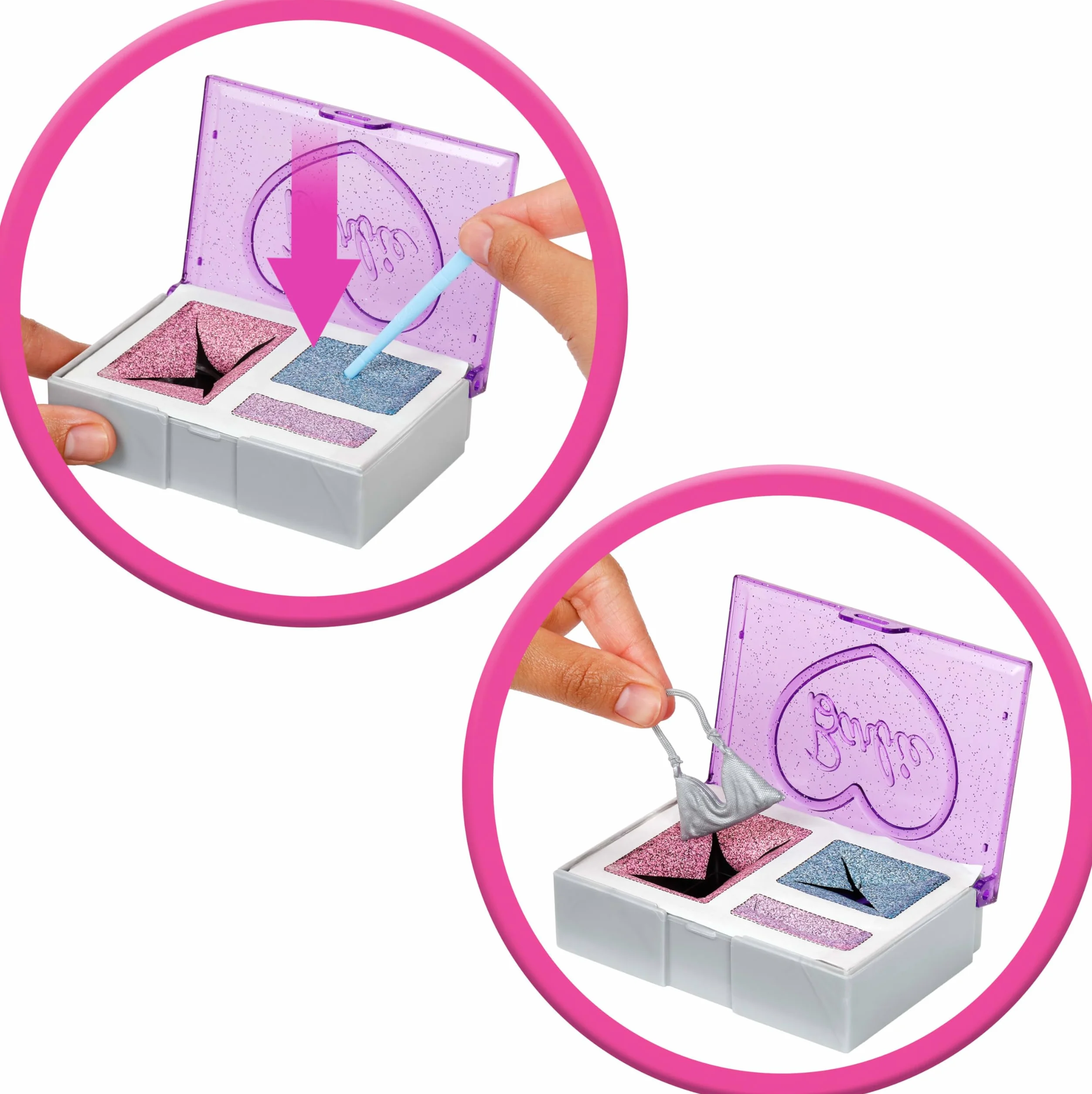 Barbie Party Unboxed Glam Party Stylowe przygotowania Zestaw fioletowy, lalka i akcesoria, łącznie 10 niespodzianek, w tym funkcja zmiany koloru, zabawka dla dzieci 3+, zestaw prezentowy, JFY66