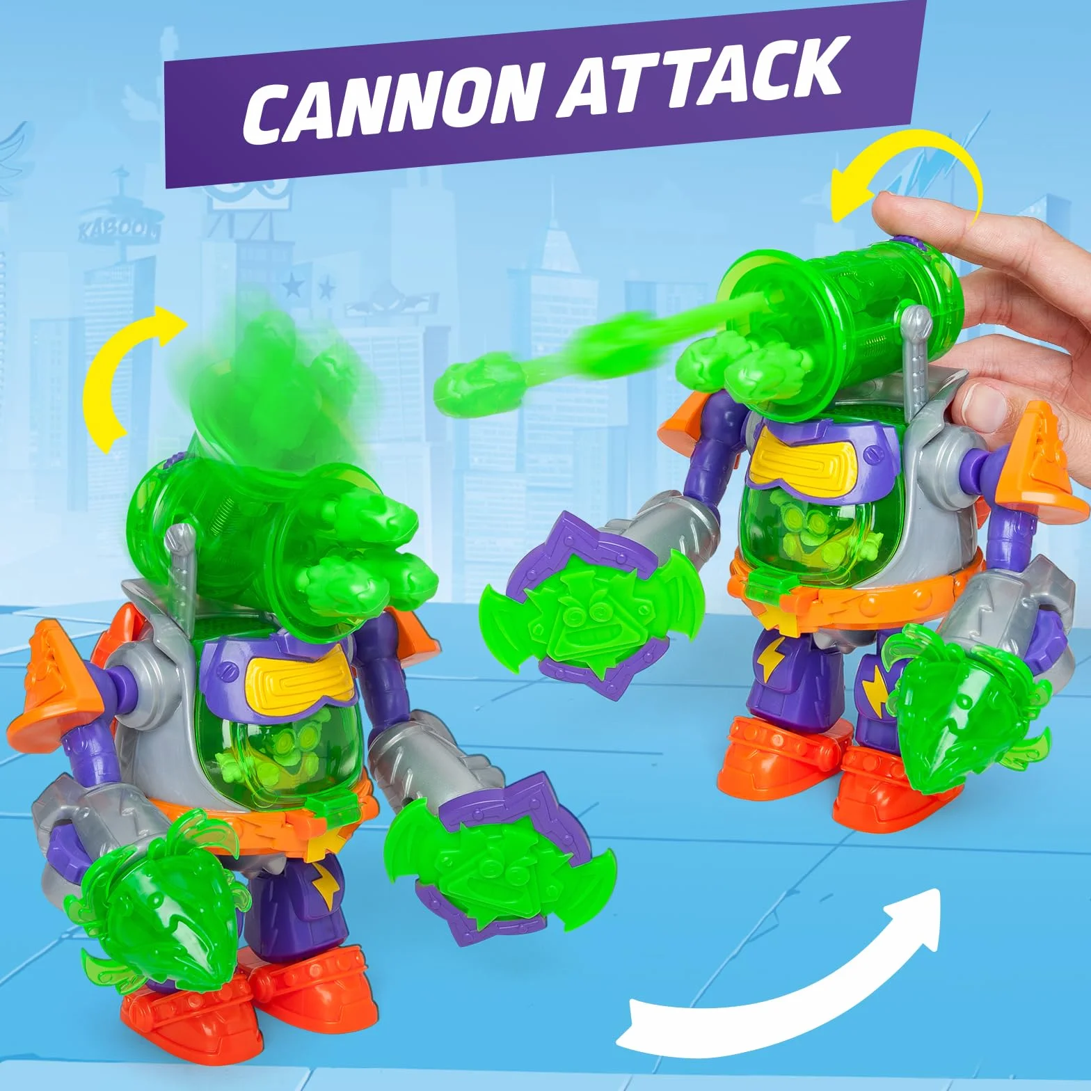 SuperThings, Ultra Striker, profesor K.Robot Ultra Striker, profesor K z serialu SuperThings Kazoom Power; zawiera 1 x Ultra Striker Robot, 1 ekskluzywny nauczyciel K, 3 muszle, 1 x akcesorium