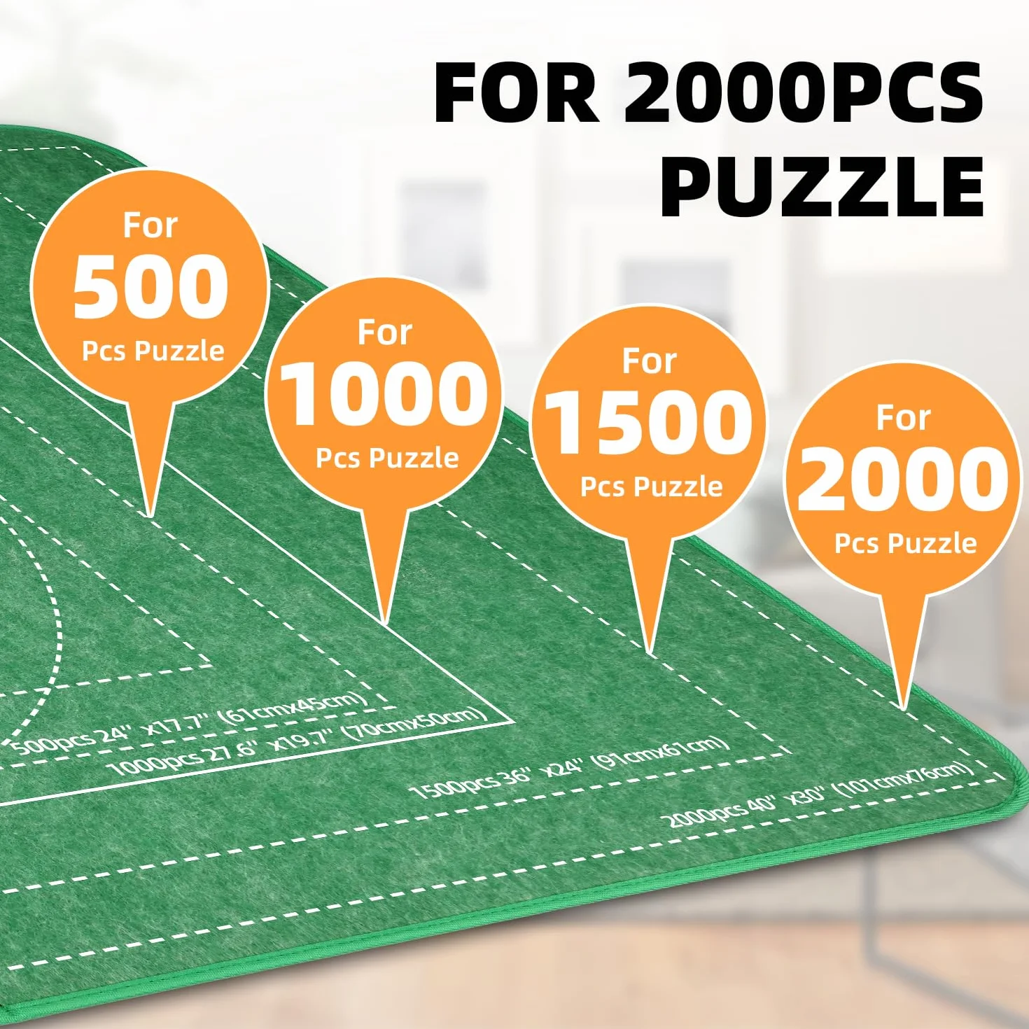 MOZOOSON Składana tablica do puzzli 2000 elementów, przechowawcza z 8 tacami do sortowania, przezroczysta pokrywa, 105 x 80 cm