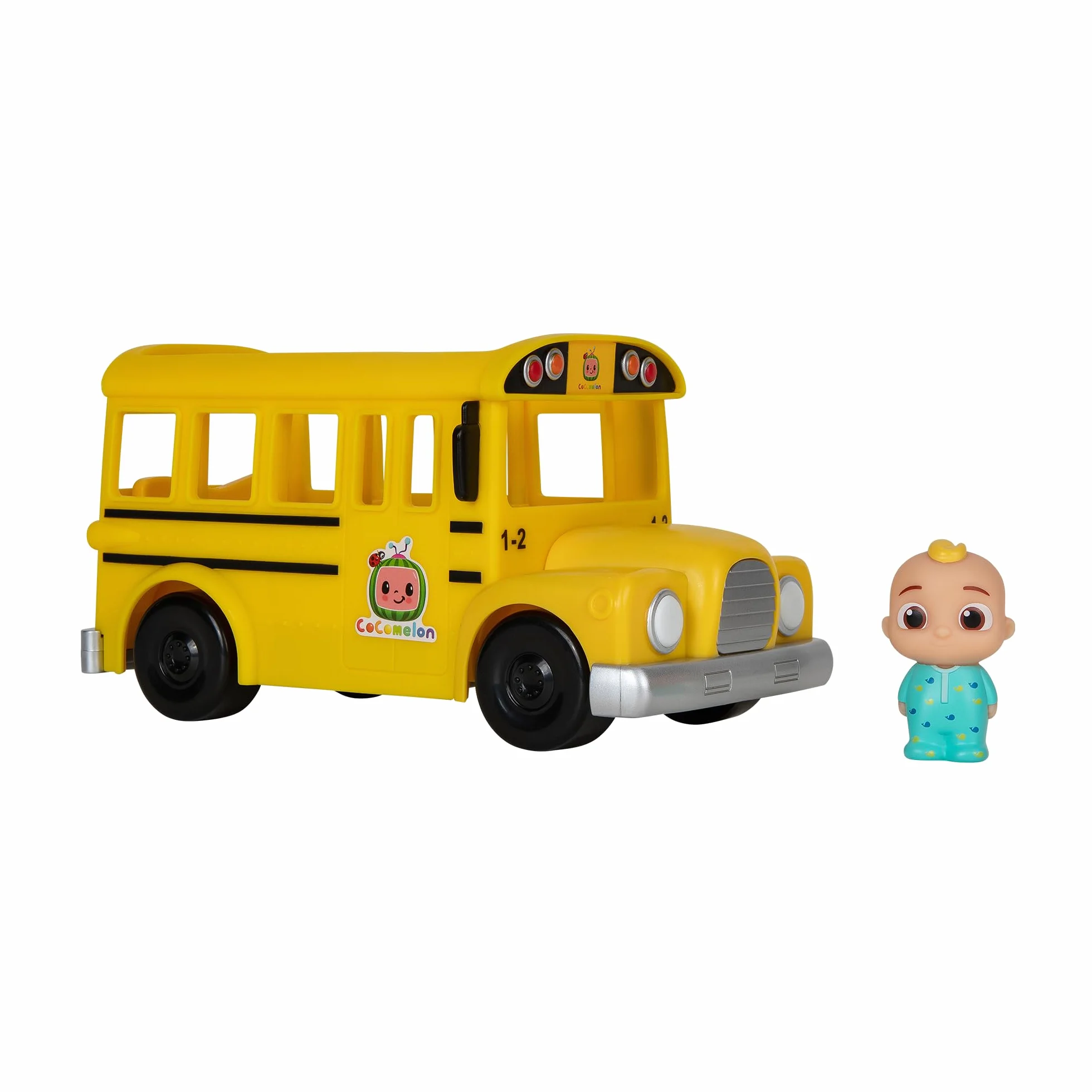 CoComelon Oficjalny muzyczny żółty autobus szkolny, odtwarza klipy z filmu „Wheels on The Bus” z wyjmowaną figurką JJ - zabawki postaci dla niemowląt, małych dzieci i dzieci
