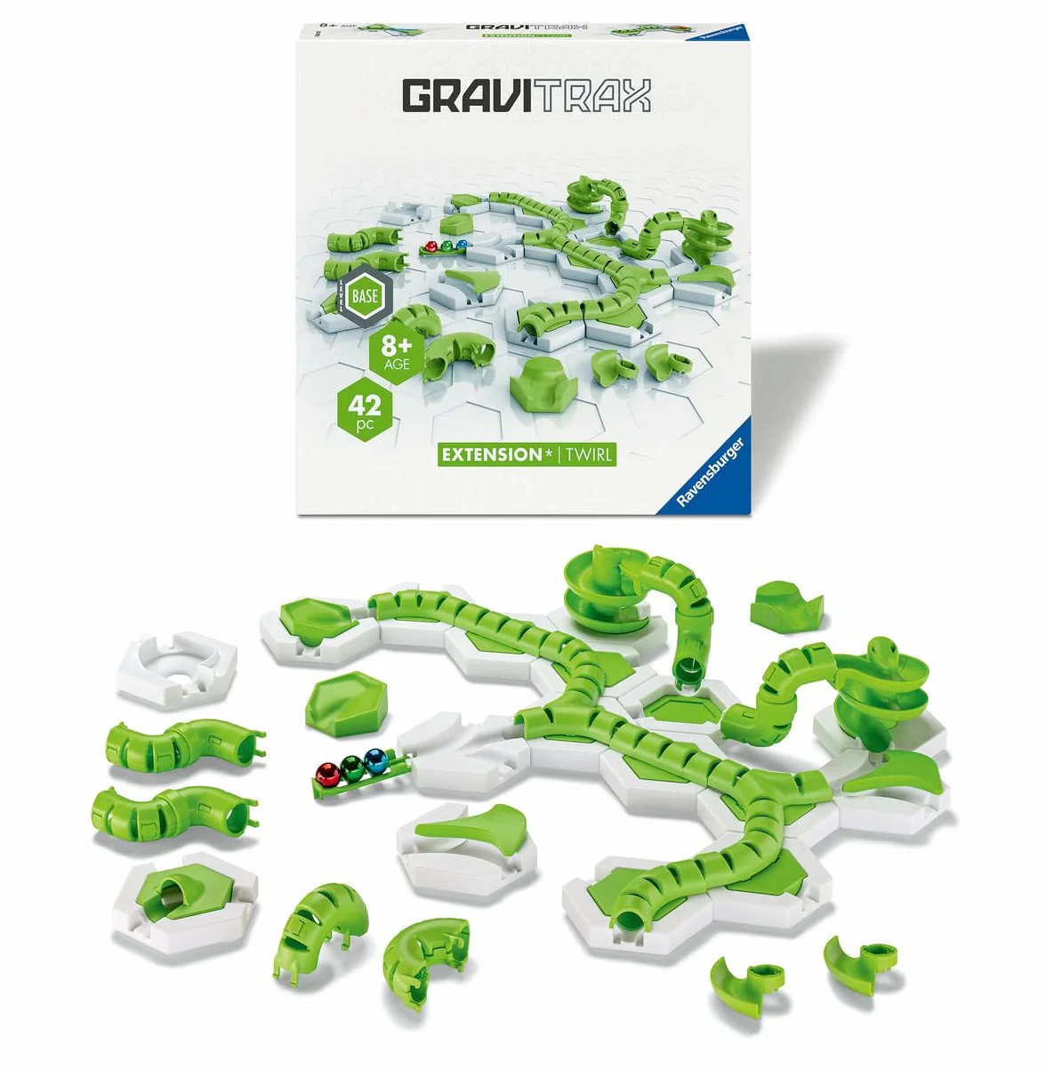 Ravensburger - GraviTrax - Twirl 32-częściowy zestaw przedłużający - Circuit de Balls - Kreatywny zestaw do budowania - tor z kulkami - Od 8 lat - Wersja francuska - 22435