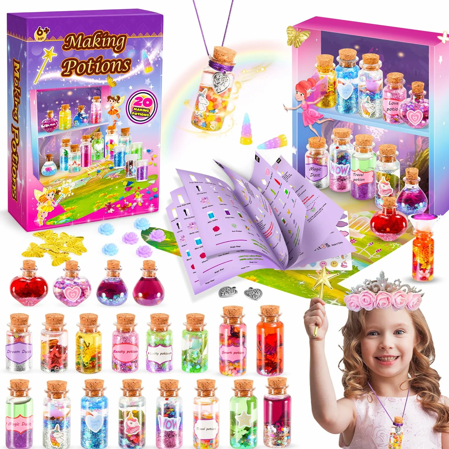 Gifitizi Kreatywny prezent dla dziewczynki, zestaw do majsterkowania, magiczne mikstry, dla dzieci od 6 lat, 7-10 lat