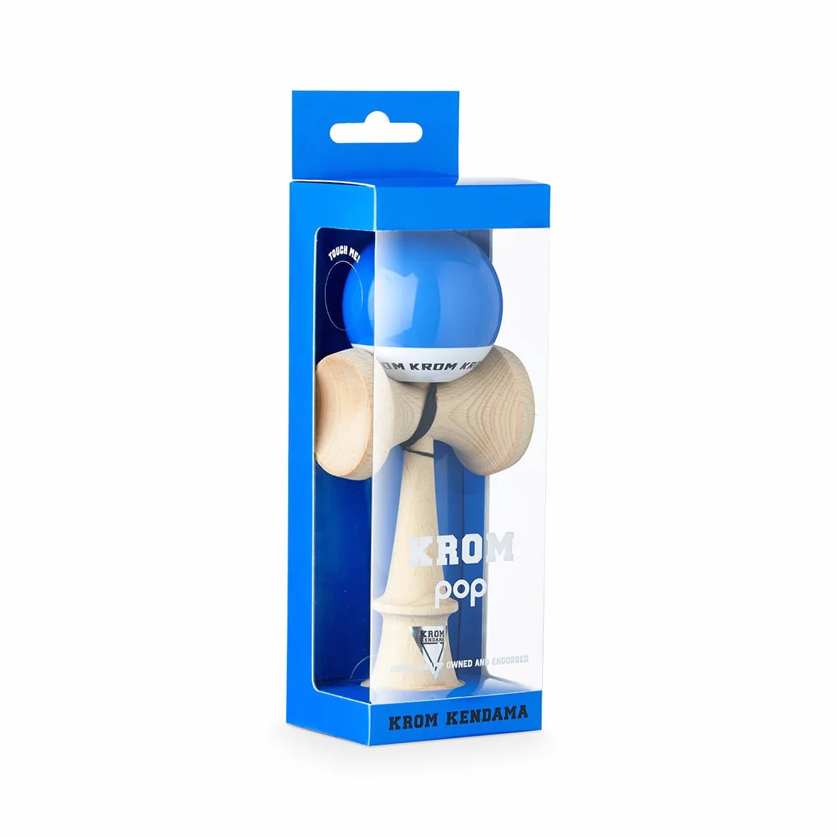 KROM Kendama POP LOL ciemnoniebieski - z certyfikowanego drewna bukowego - wysoka jakość drewna - dla początkujących i profesjonalistów - zestaw: zapasowy sznurek + naklejki
