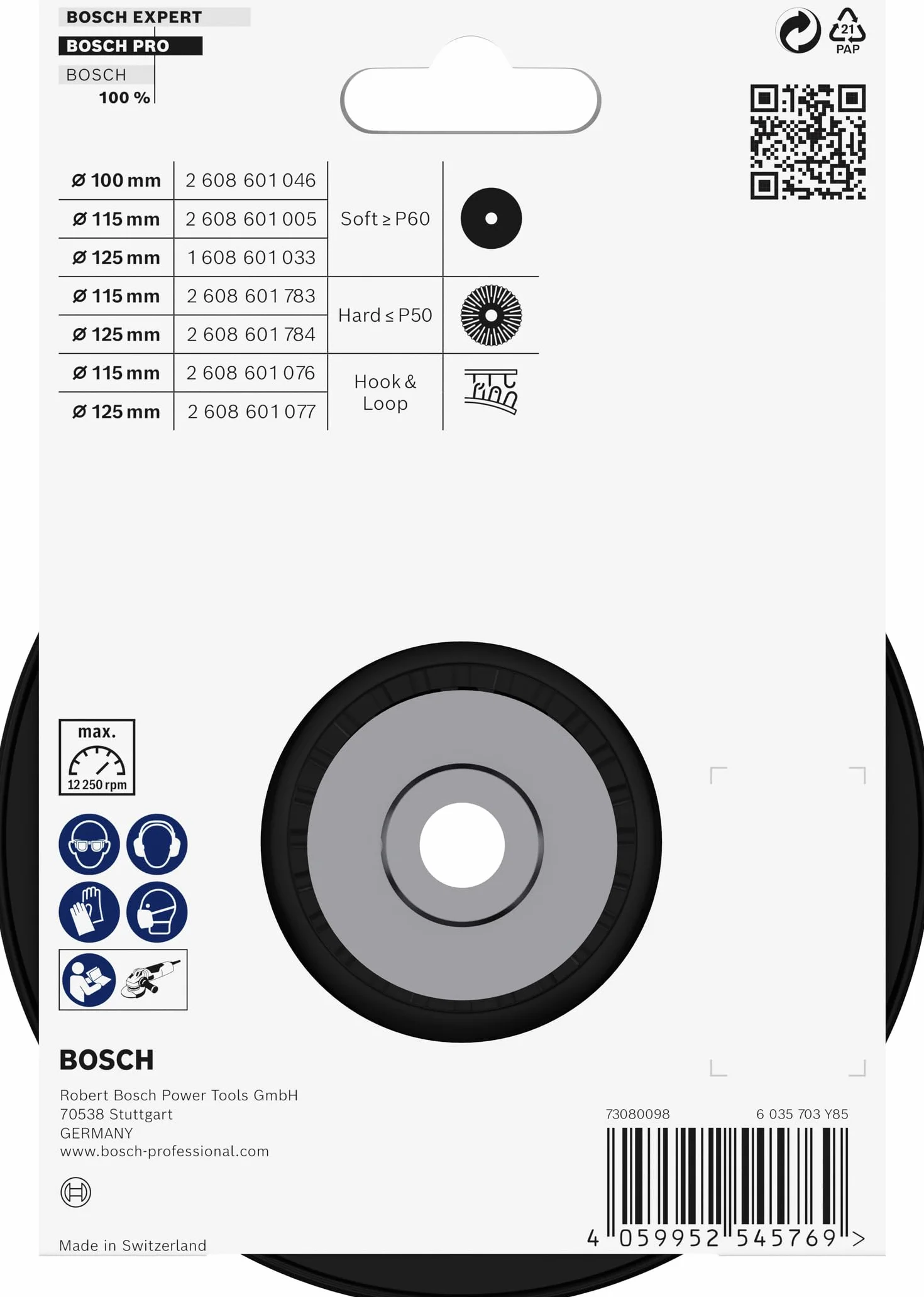 Bosch Professional 2608601784 Bosch 2608601784-Plato Lijador Amoladora: 125 mm: Duro